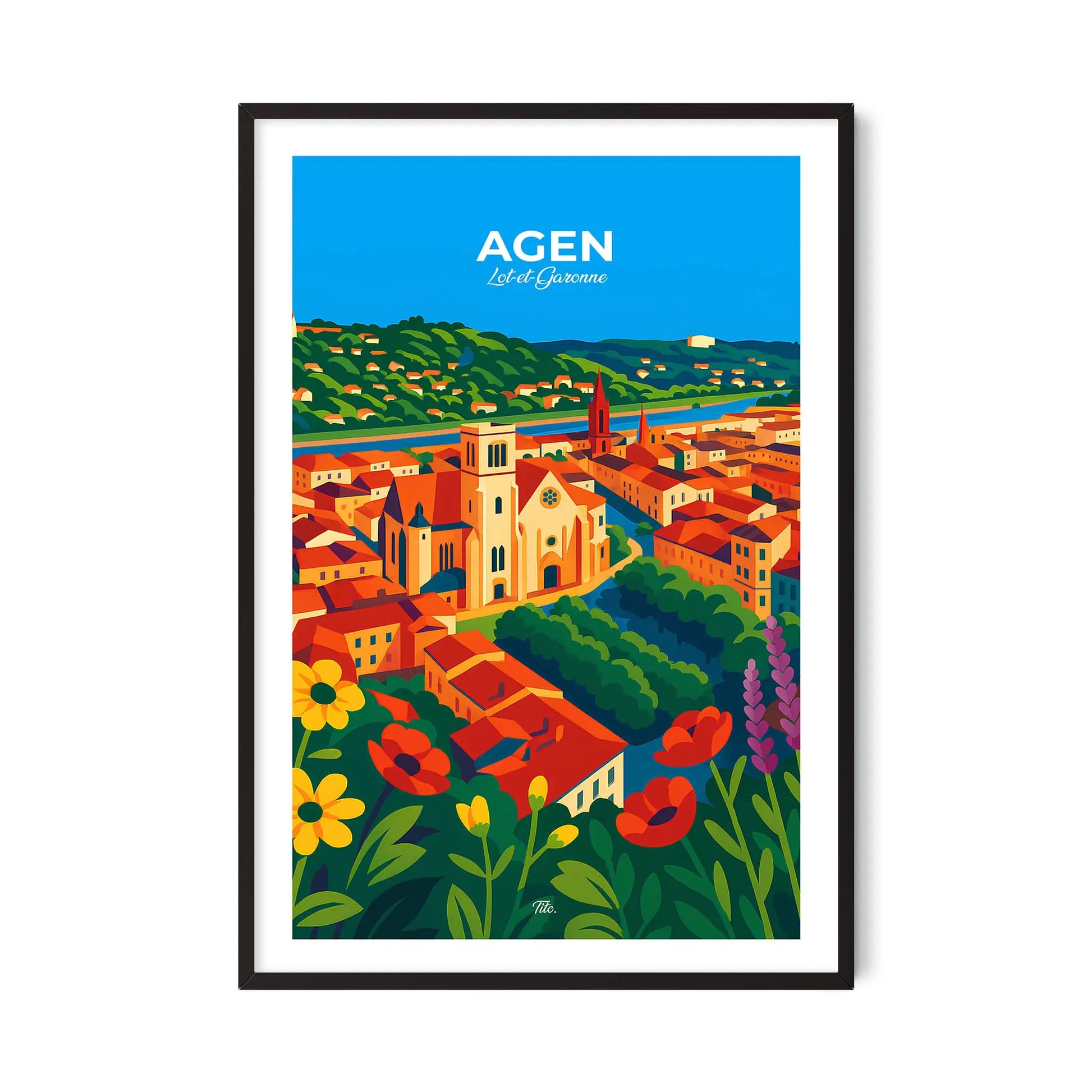 Affiche Agen - Poster vintage, impression artistique murale