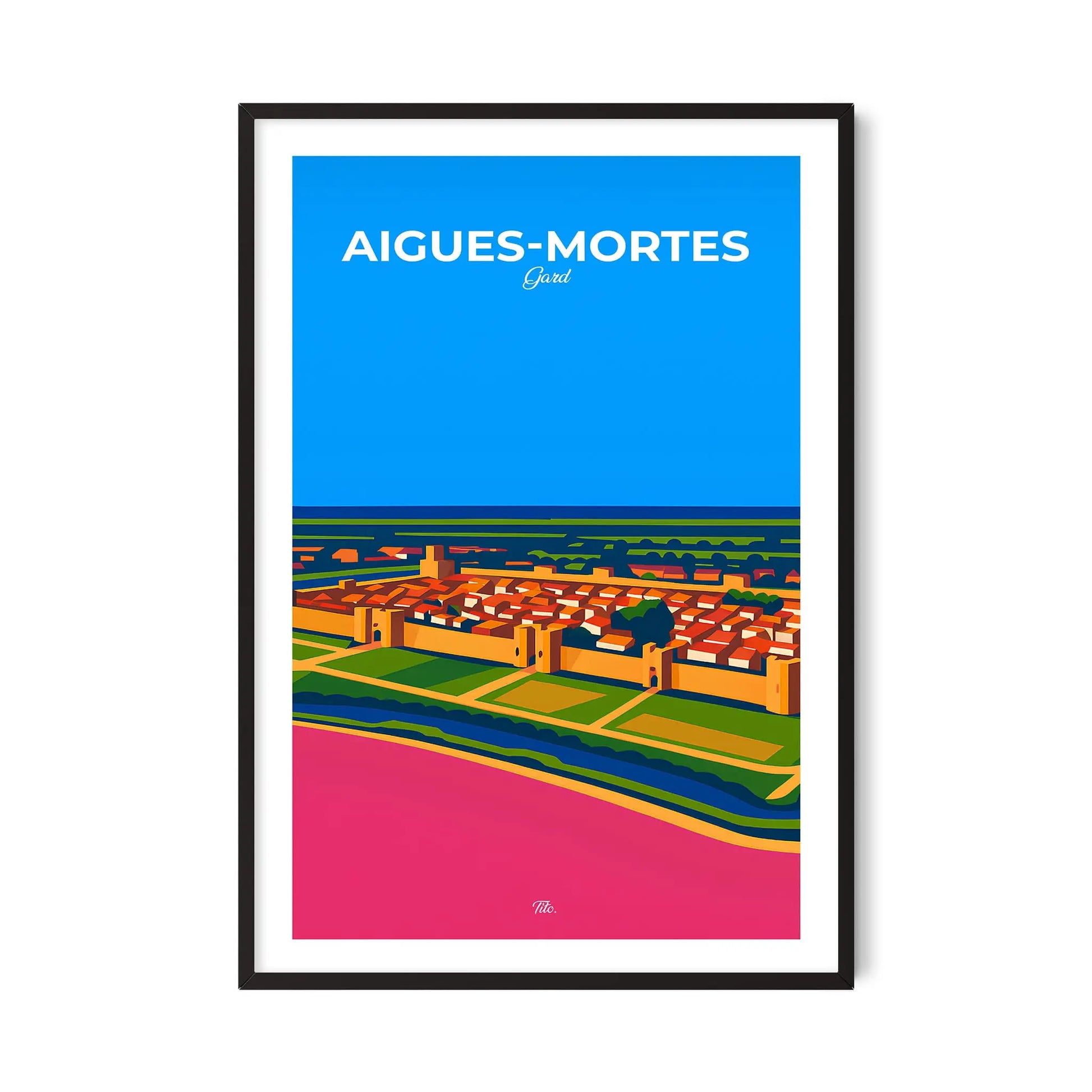 Affiche Aigues-Mortes - Poster vintage, impression artistique murale
