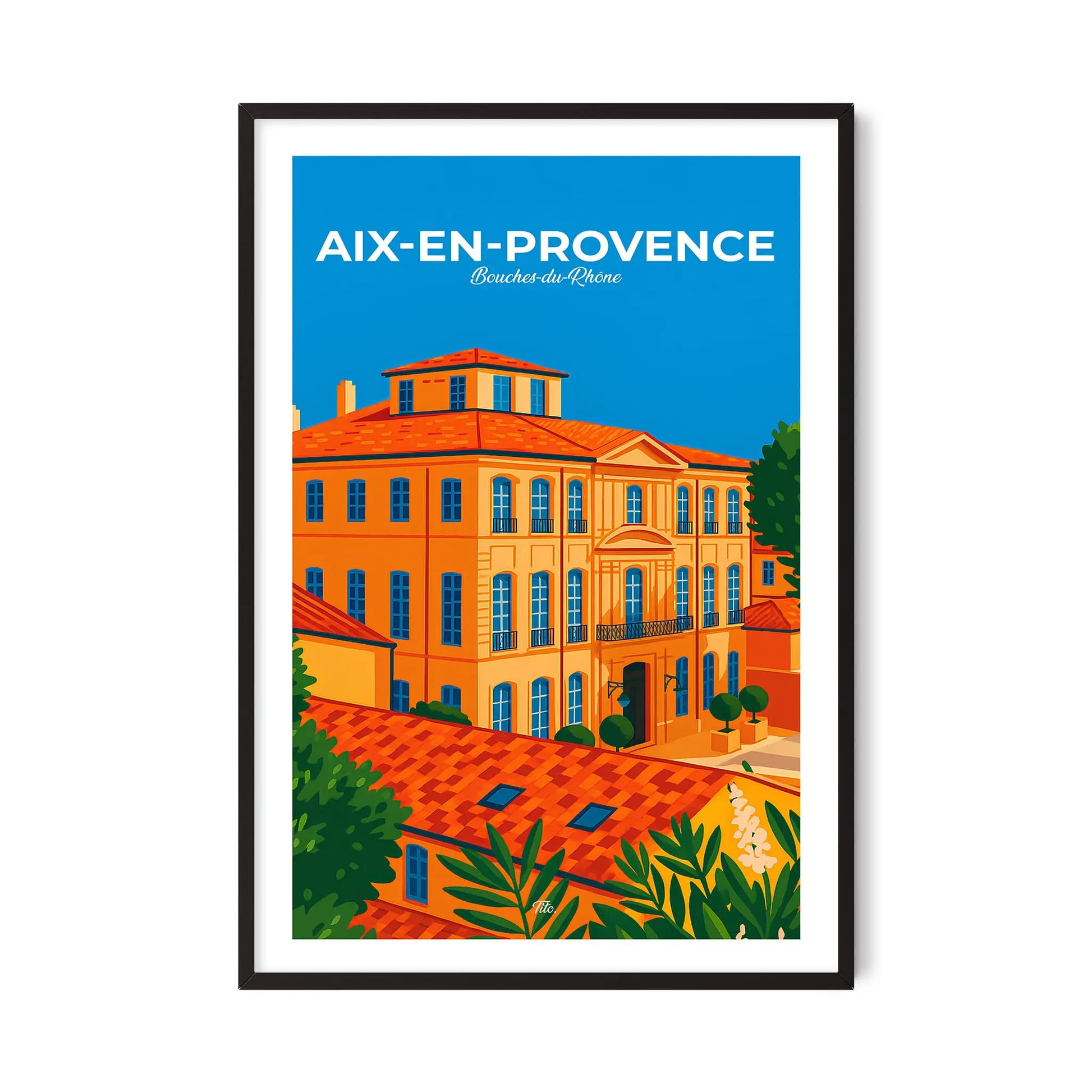 Affiche Aix-en-Provence - Poster vintage, impression artistique murale
