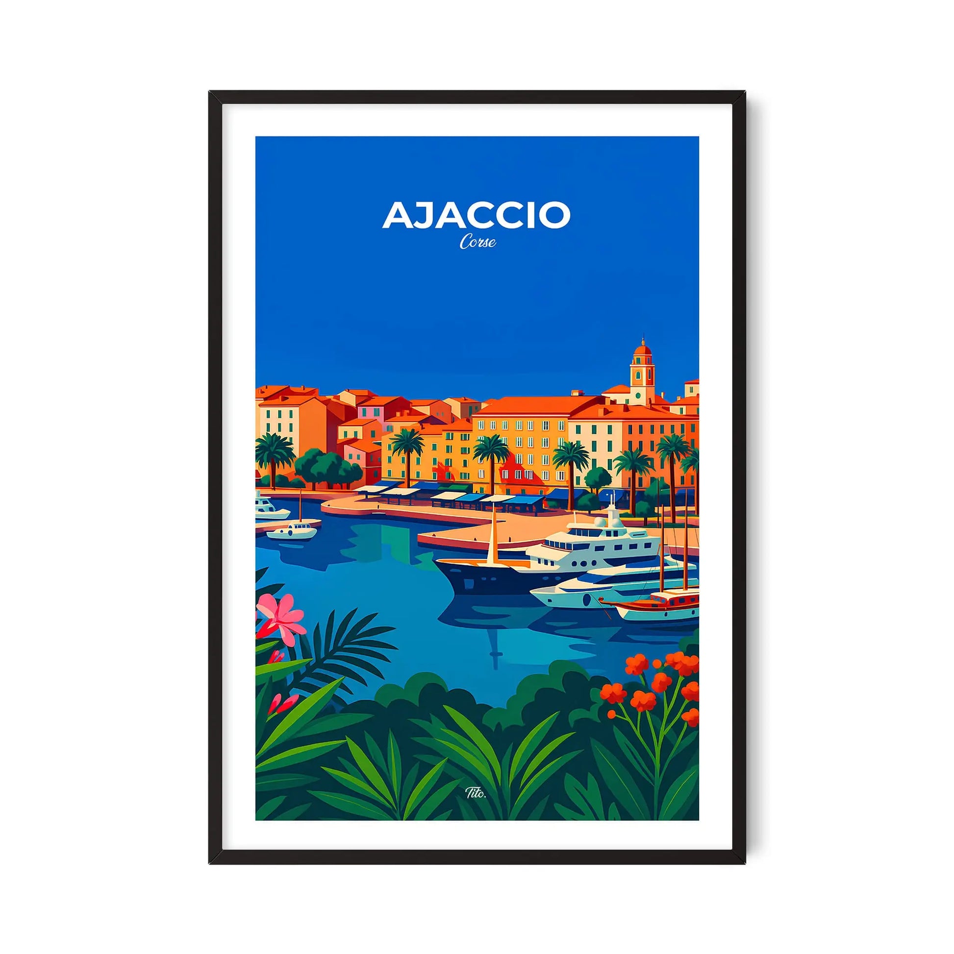 Affiche Ajaccio - Poster vintage, impression artistique murale