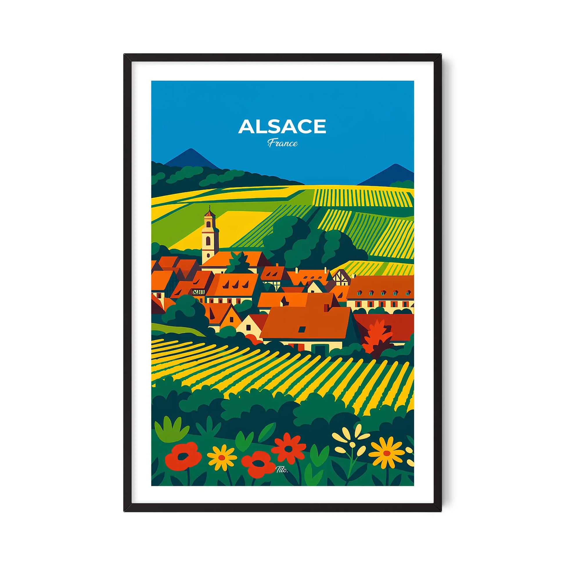 Affiche Alsace - Poster vintage, impression artistique murale