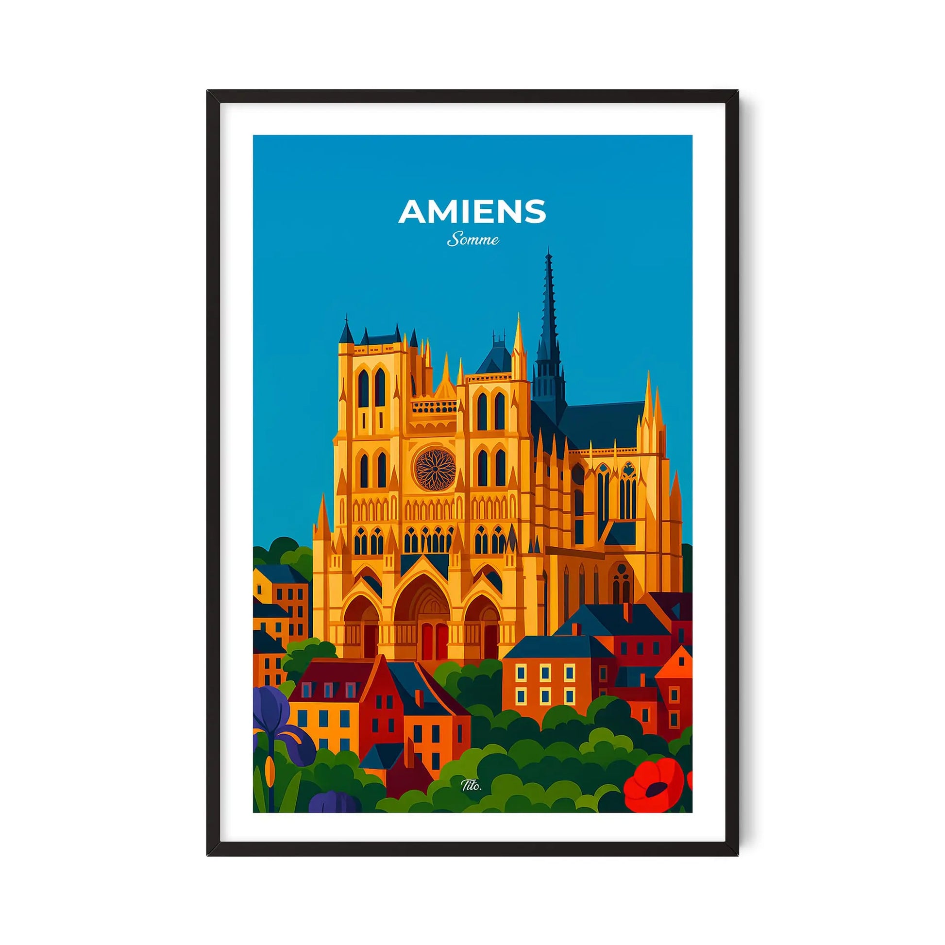 Affiche Amiens - Poster vintage, impression artistique murale