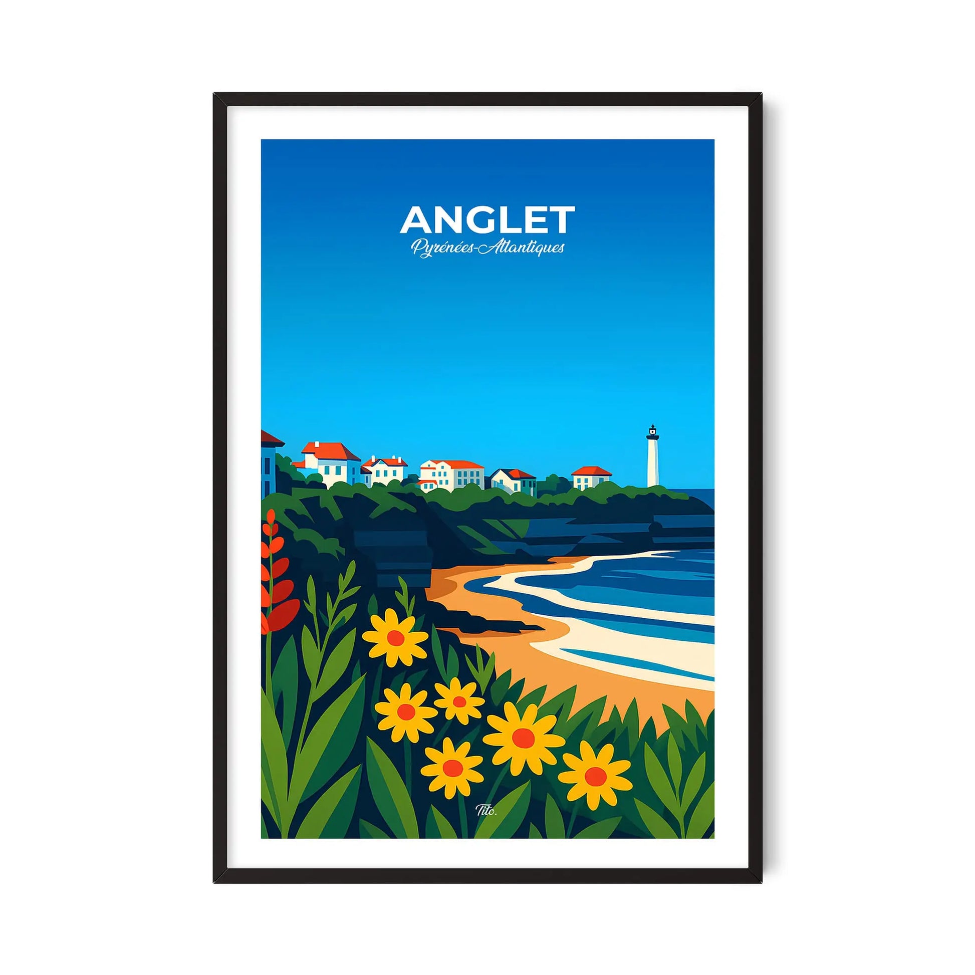 Affiche Anglet - Poster vintage, impression artistique murale