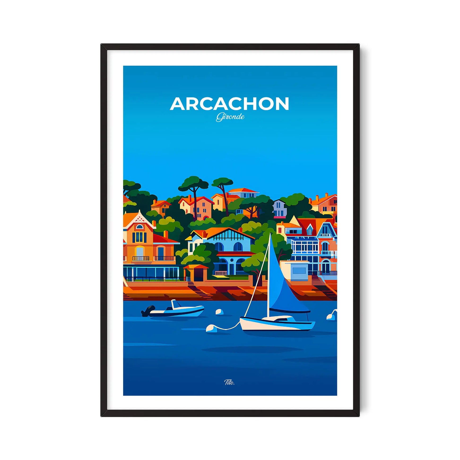 Affiche Arcachon - Poster vintage, impression artistique murale