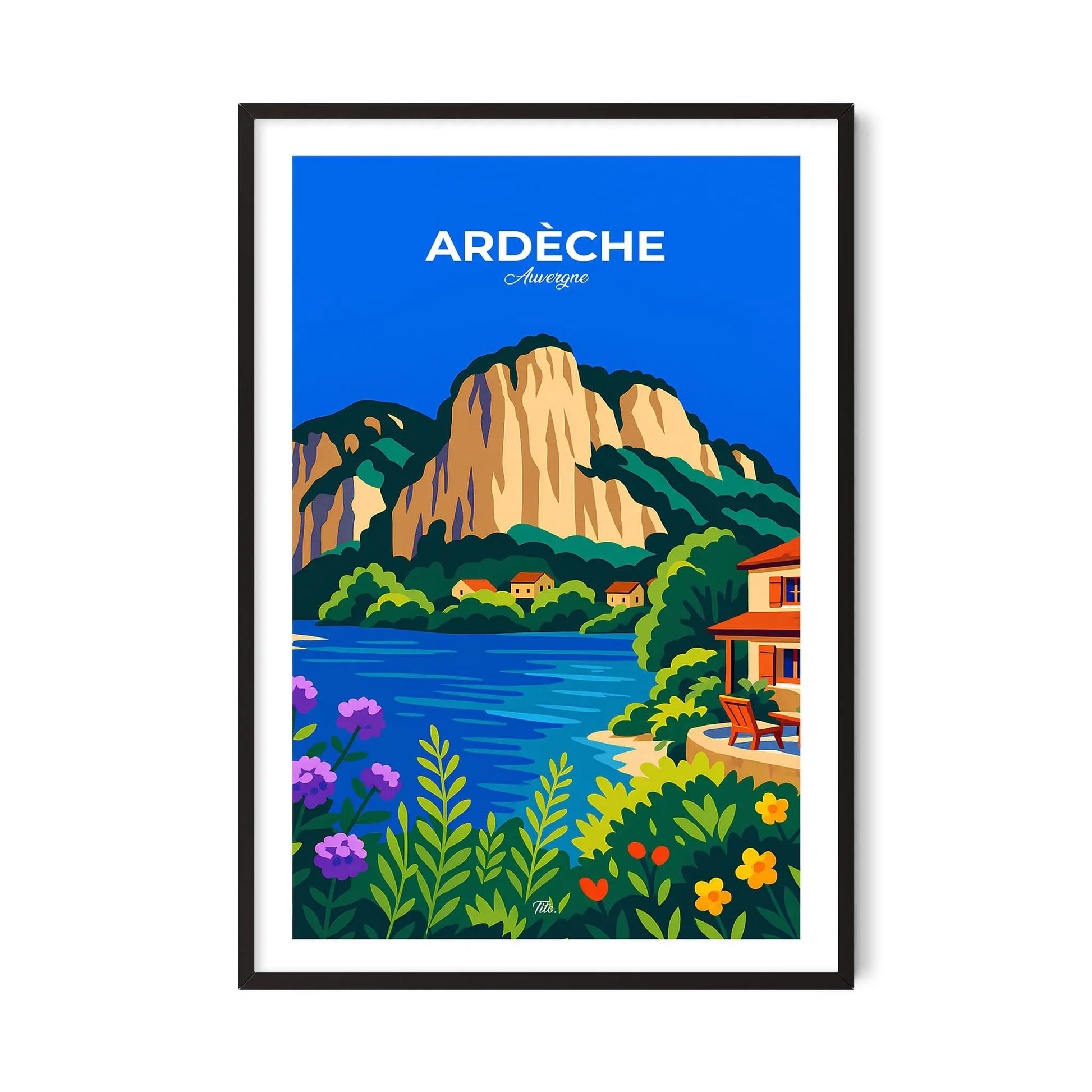 Affiche Ardèche - Poster vintage, impression artistique murale
