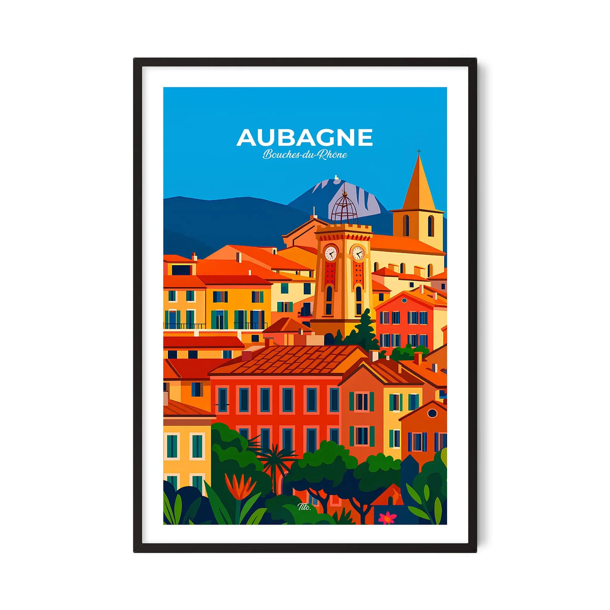 Affiche Aubagne - Poster vintage, impression artistique murale