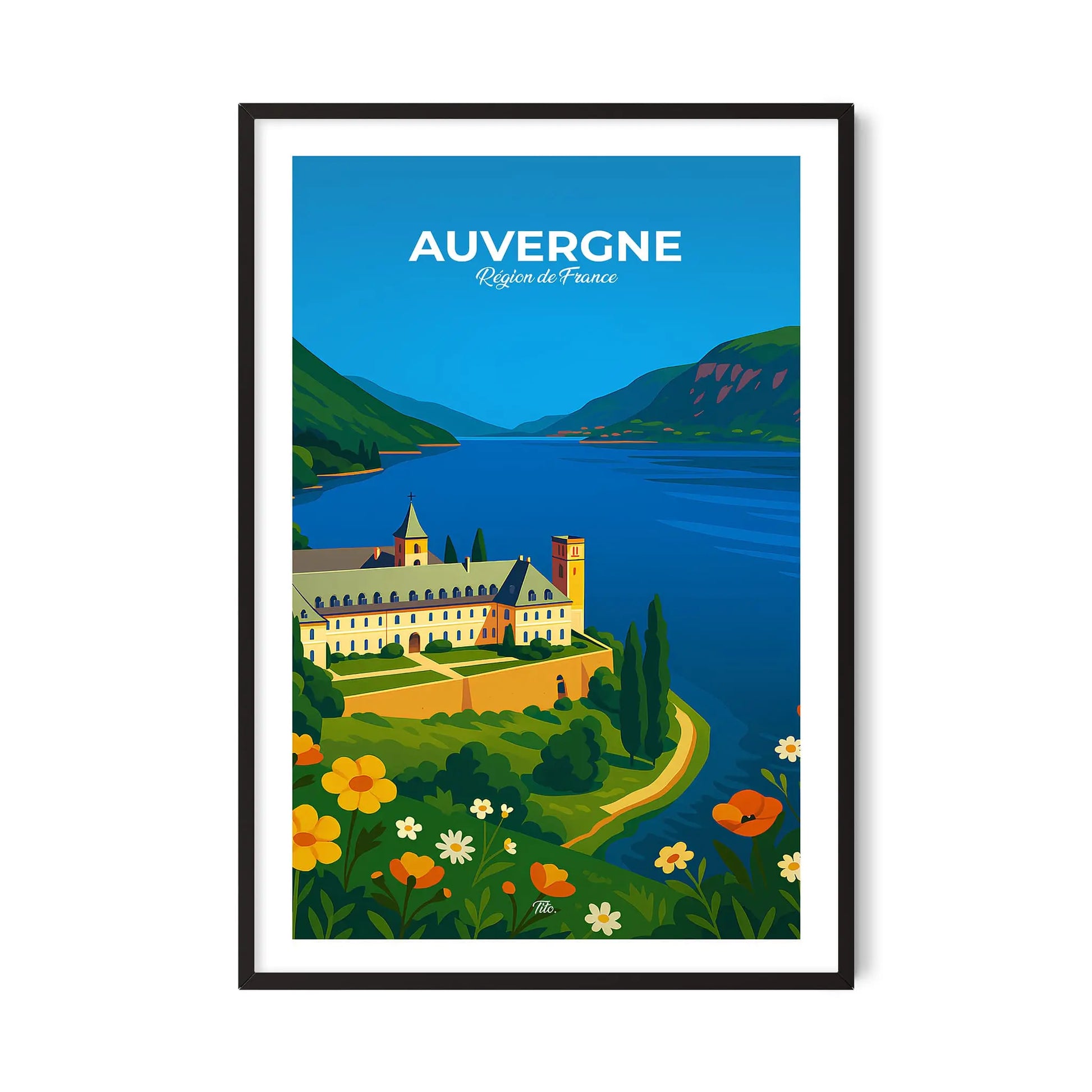 Affiche Auvergne - Poster vintage, impression artistique murale
