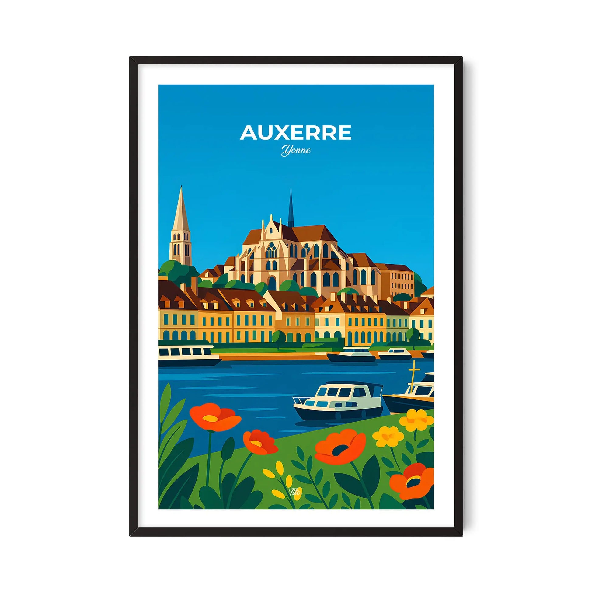 Affiche Auxerre - Poster vintage, impression artistique murale