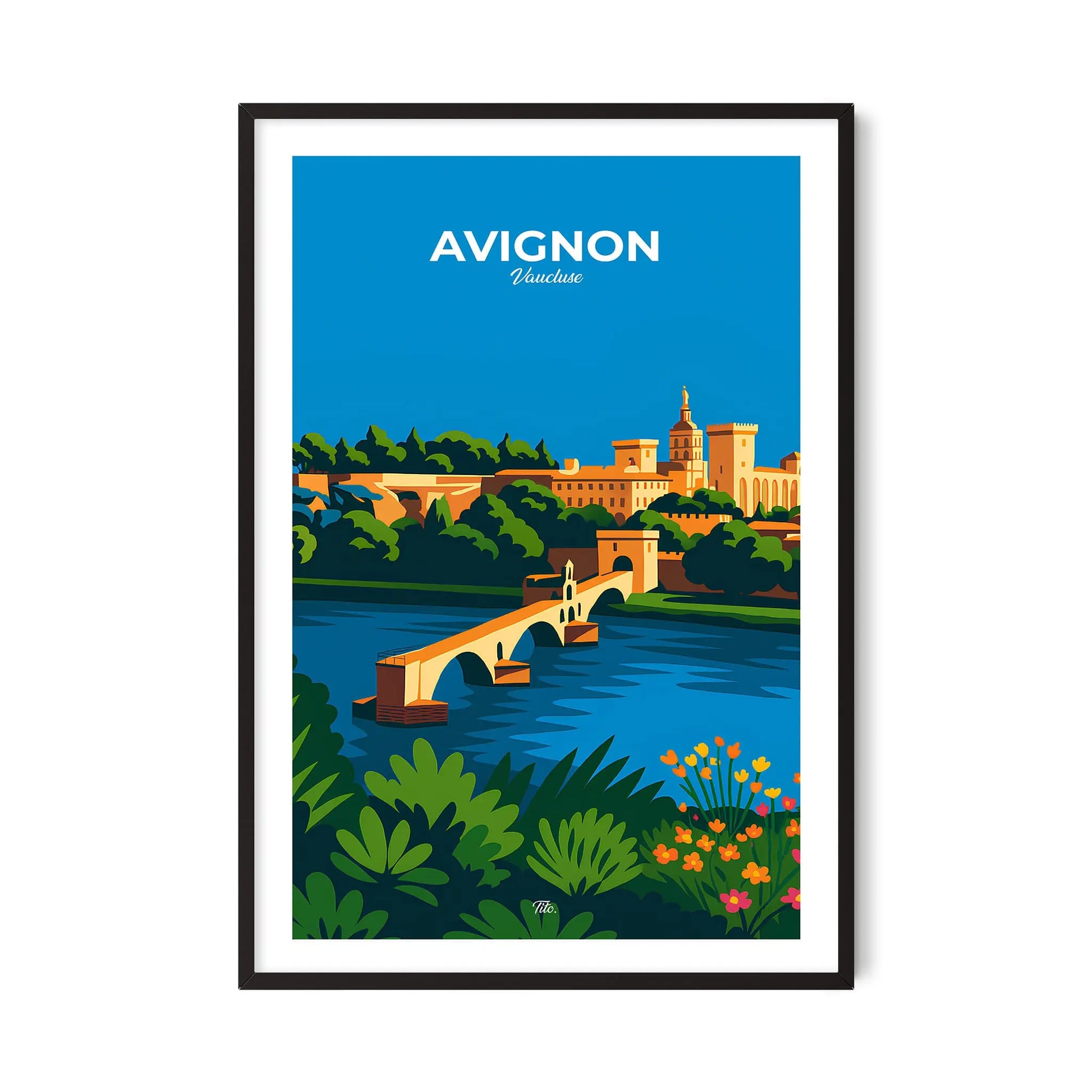 Affiche Avignon - Poster vintage, impression artistique murale