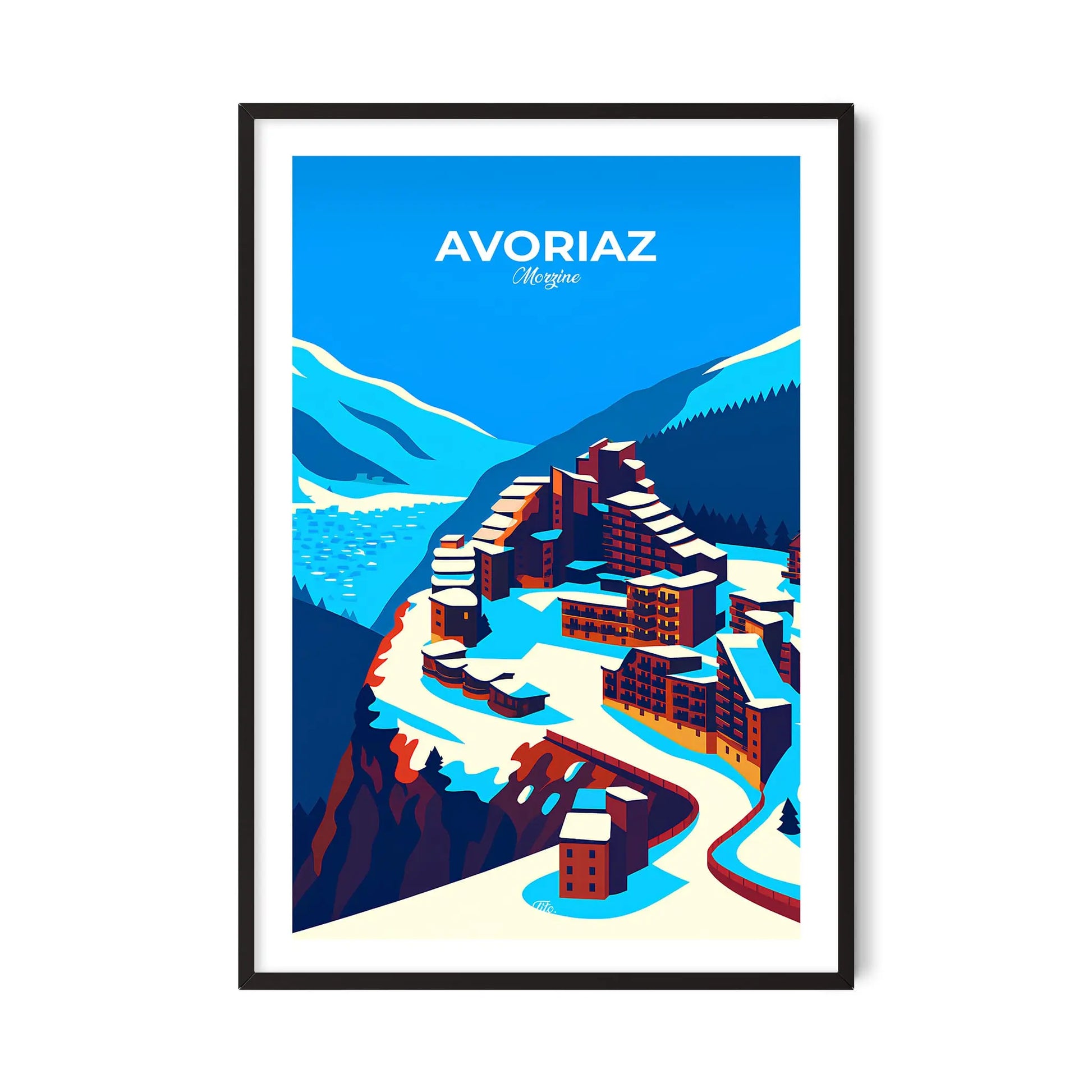 Affiche Avoriaz - Poster vintage, impression artistique murale