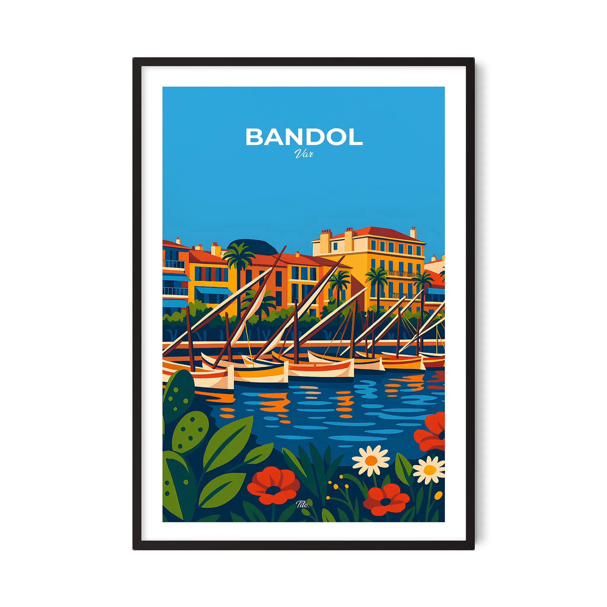Affiche Bandol - Poster vintage, impression artistique murale