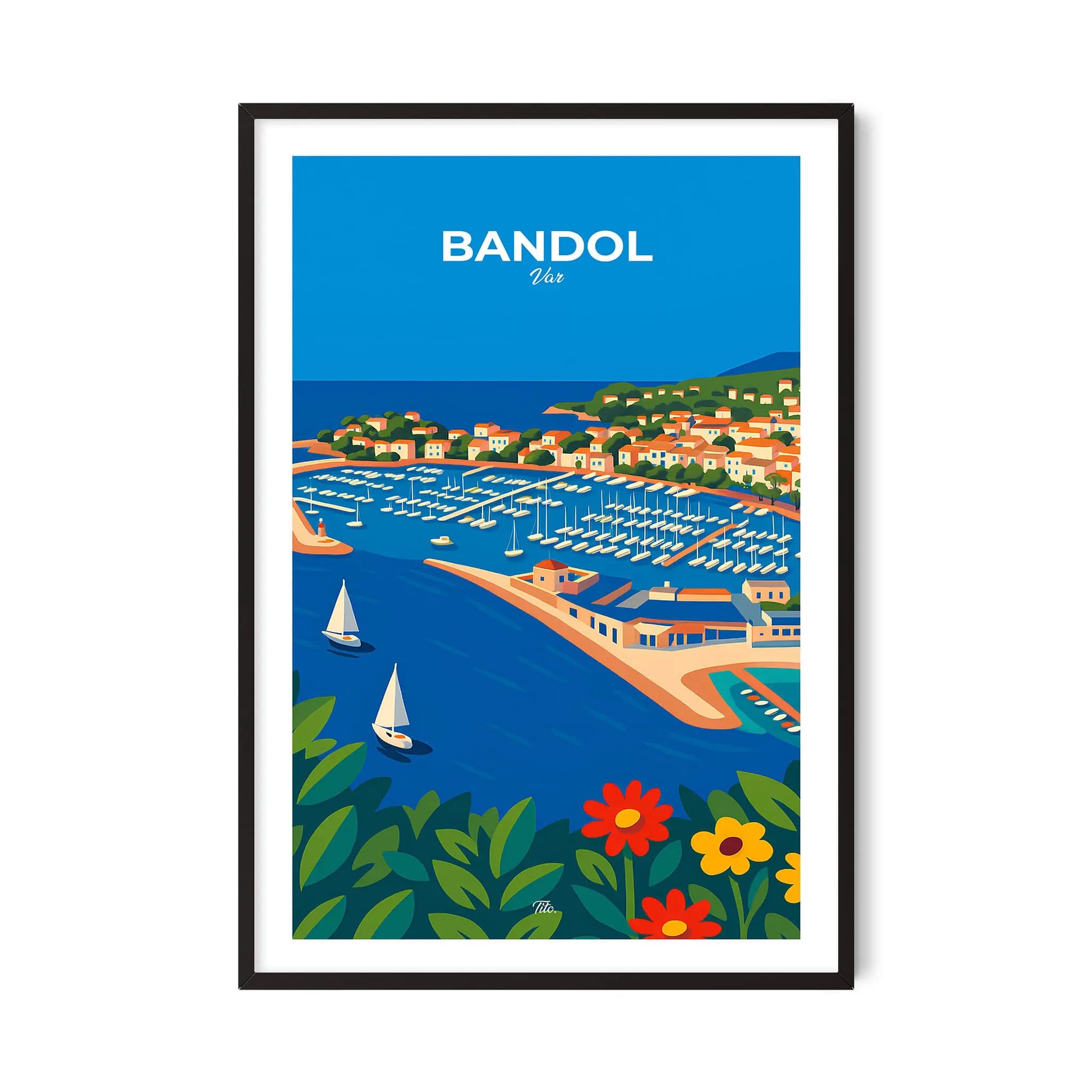 Affiche Bandol - Poster vintage, impression artistique murale