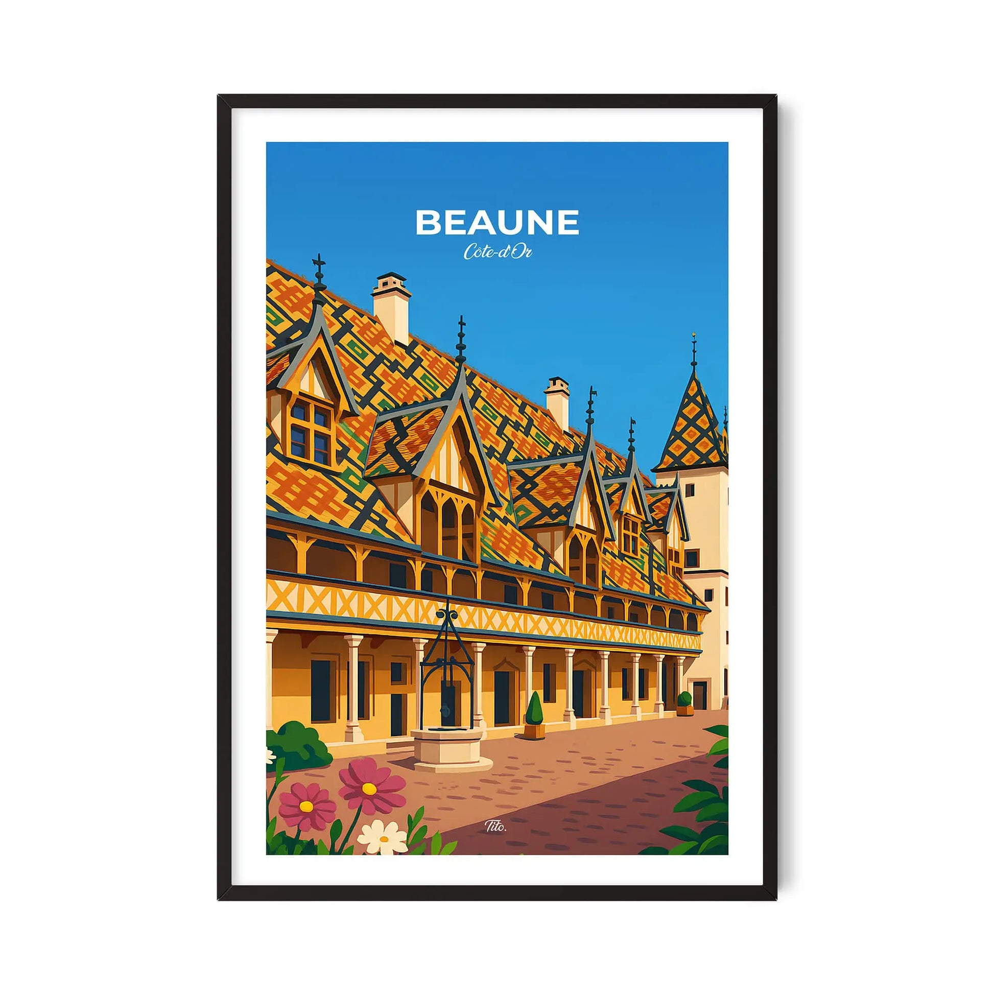 Affiche Beaune - Poster vintage, impression artistique murale