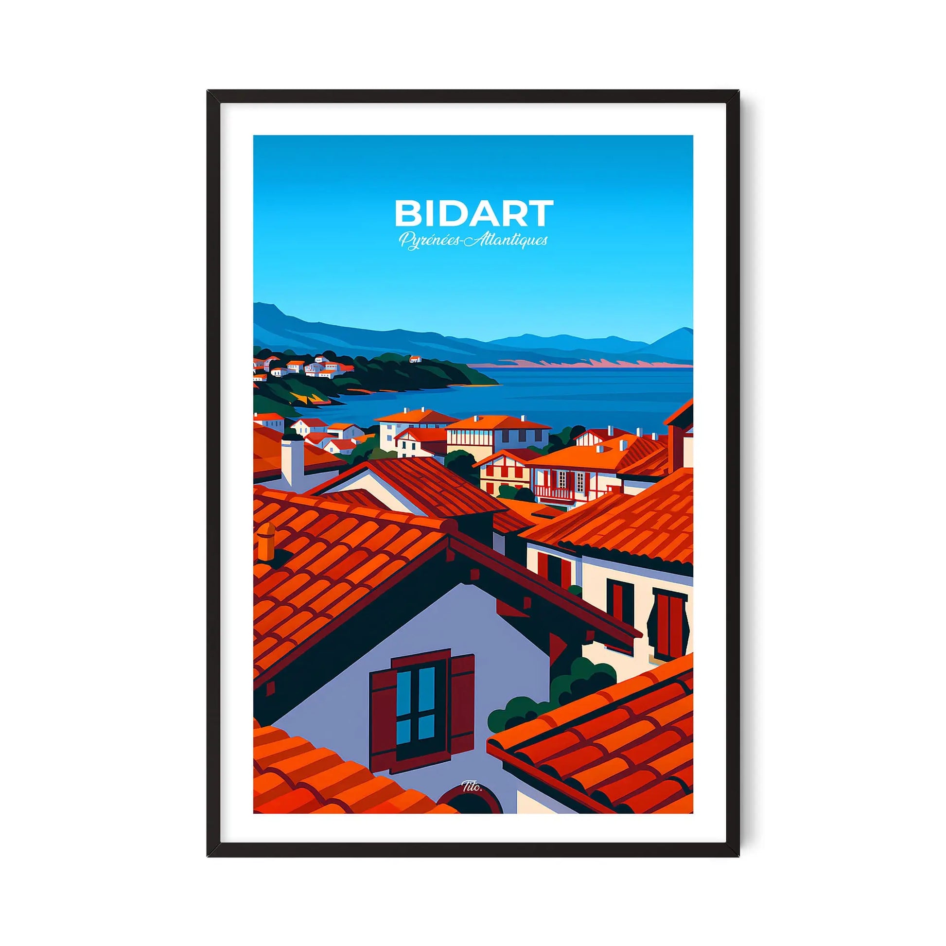 Affiche Bidart - Poster vintage, impression artistique murale