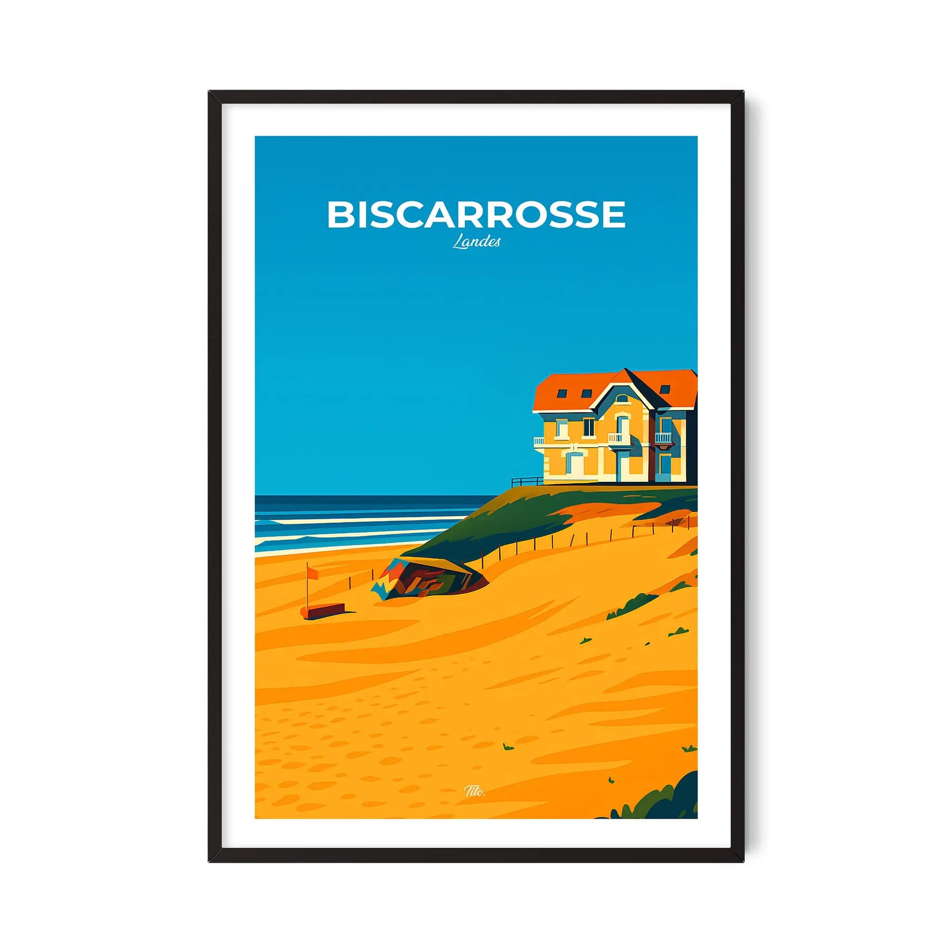 Affiche Biscarrosse - Poster vintage, impression artistique murale