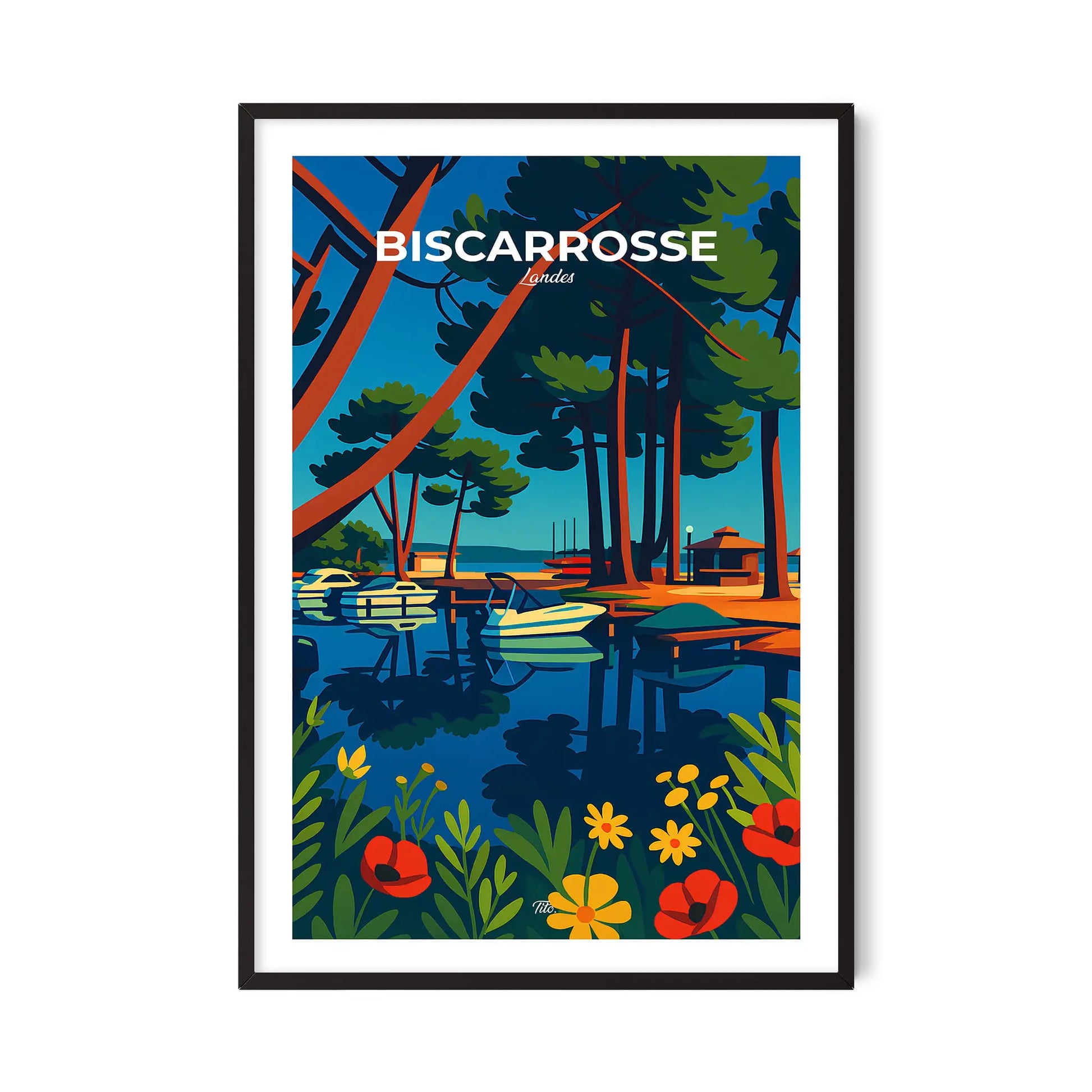 Affiche Biscarrosse - Poster vintage, impression artistique murale