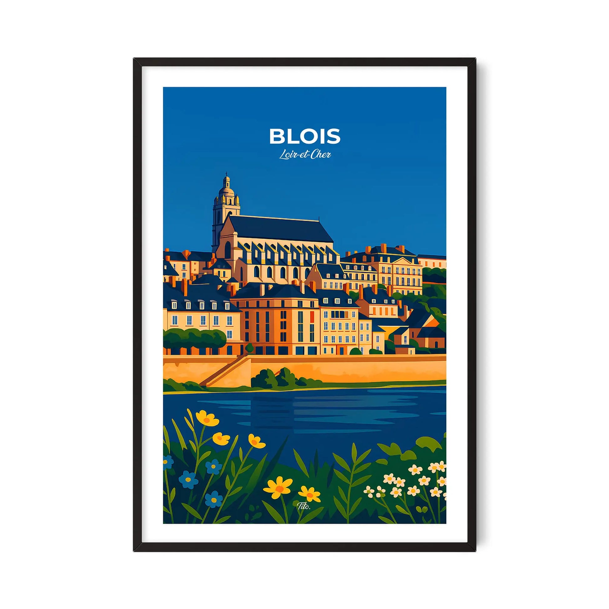 Affiche Blois - Poster vintage, impression artistique murale