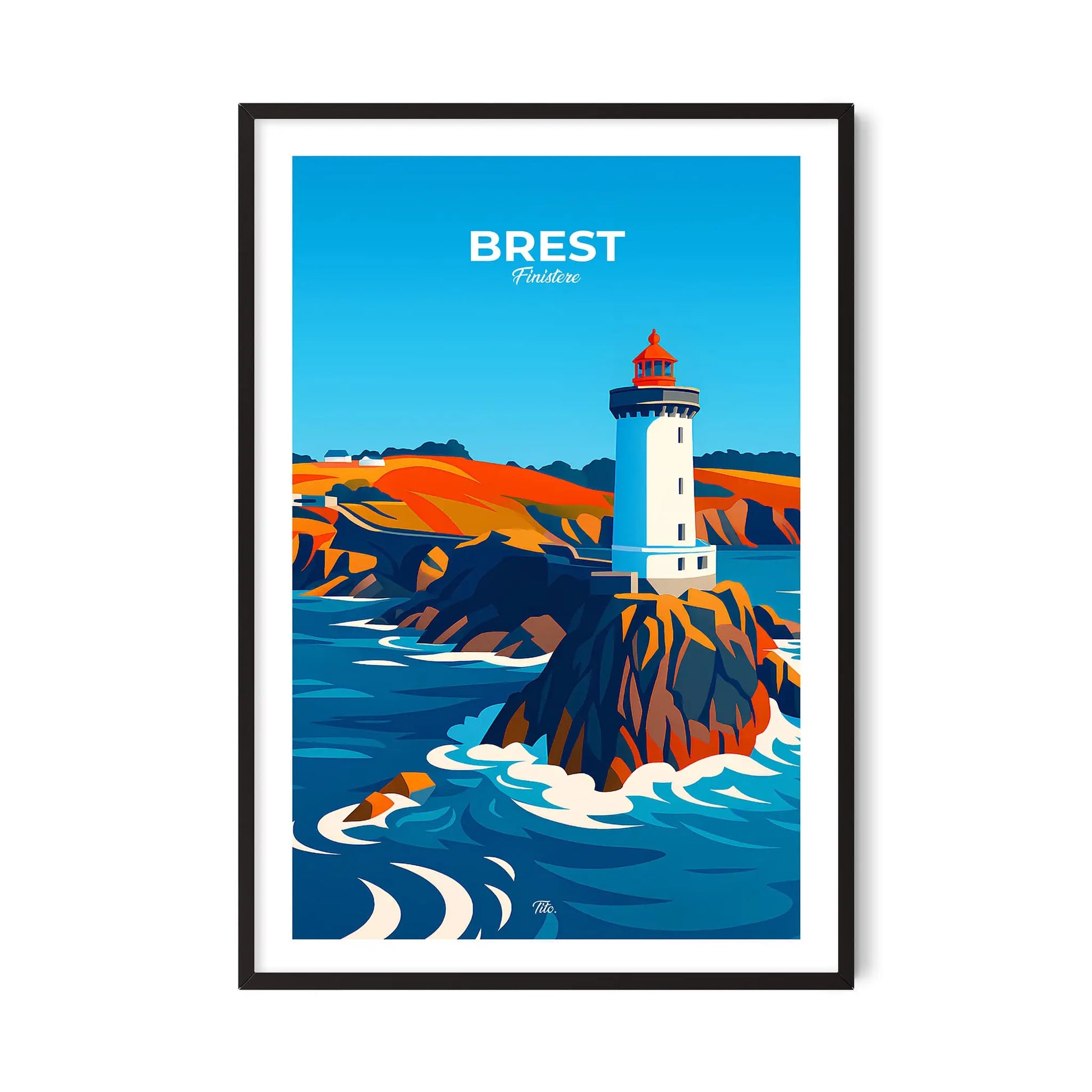 Affiche Brest - Poster vintage, impression artistique murale
