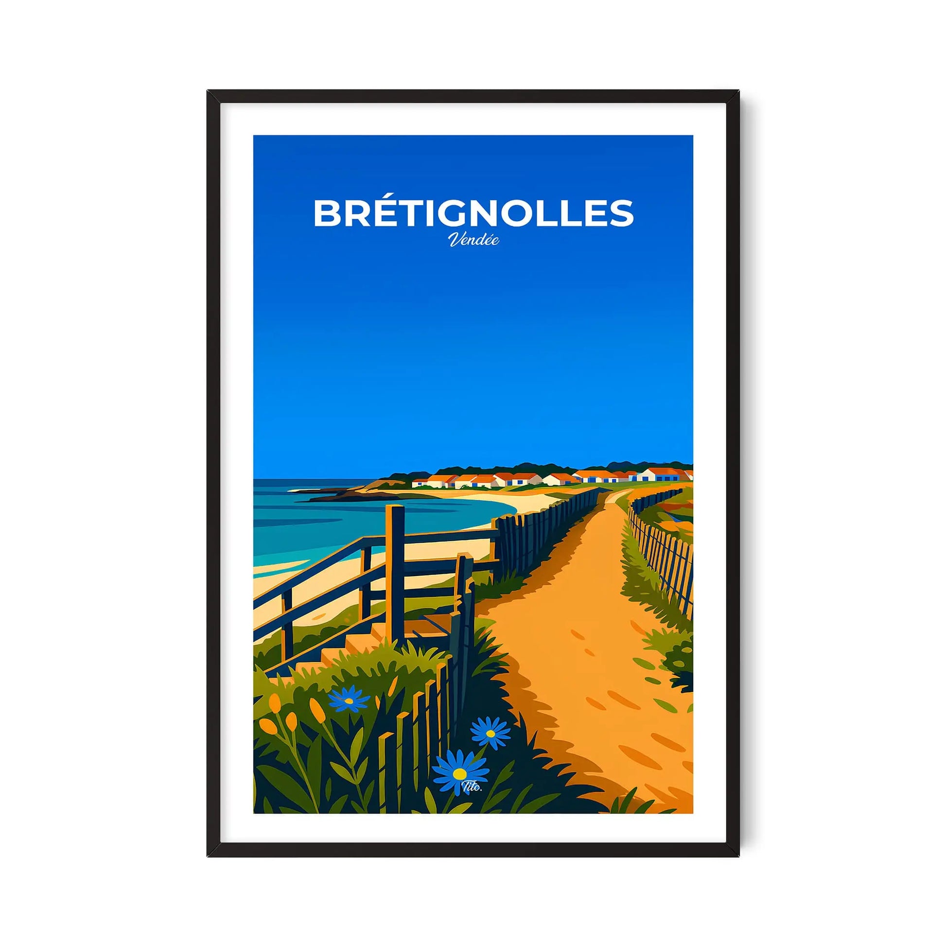 Affiche Brétignolles-sur-Mer - Poster vintage, impression artistique murale