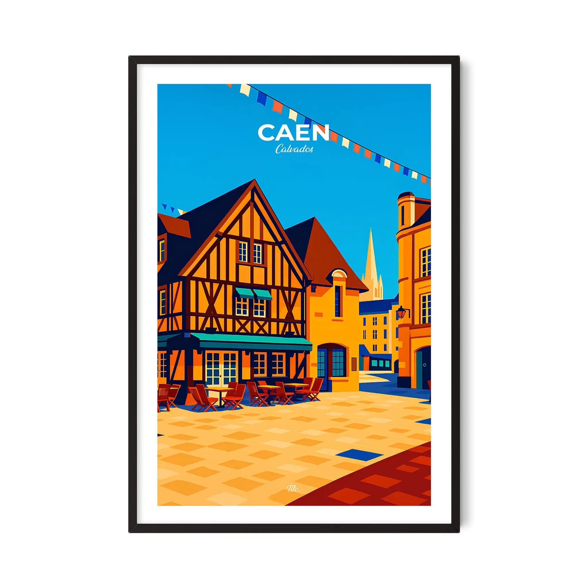 Affiche Caen - Poster vintage, impression artistique murale