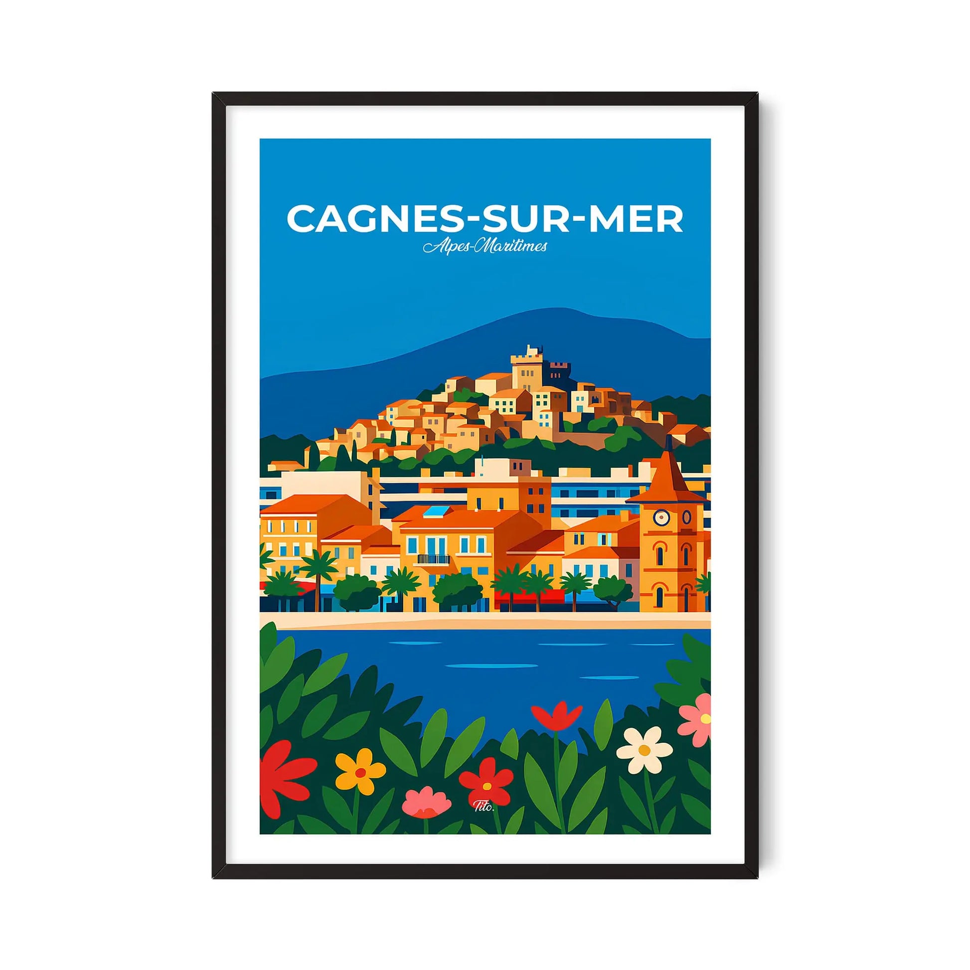Affiche Cagnes-sur-Mer - Poster vintage, impression artistique murale