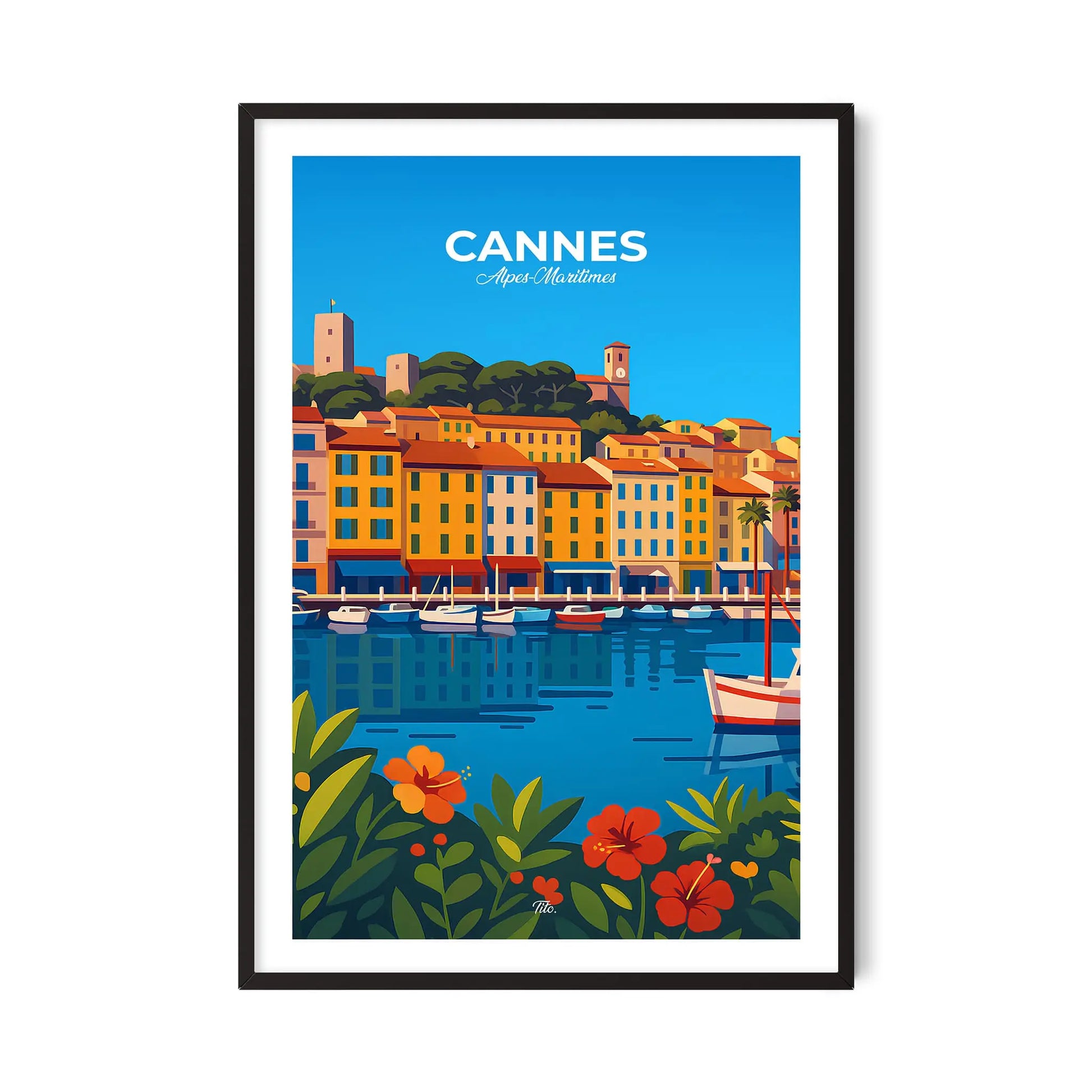 Affiche Cannes - Poster vintage, impression artistique murale