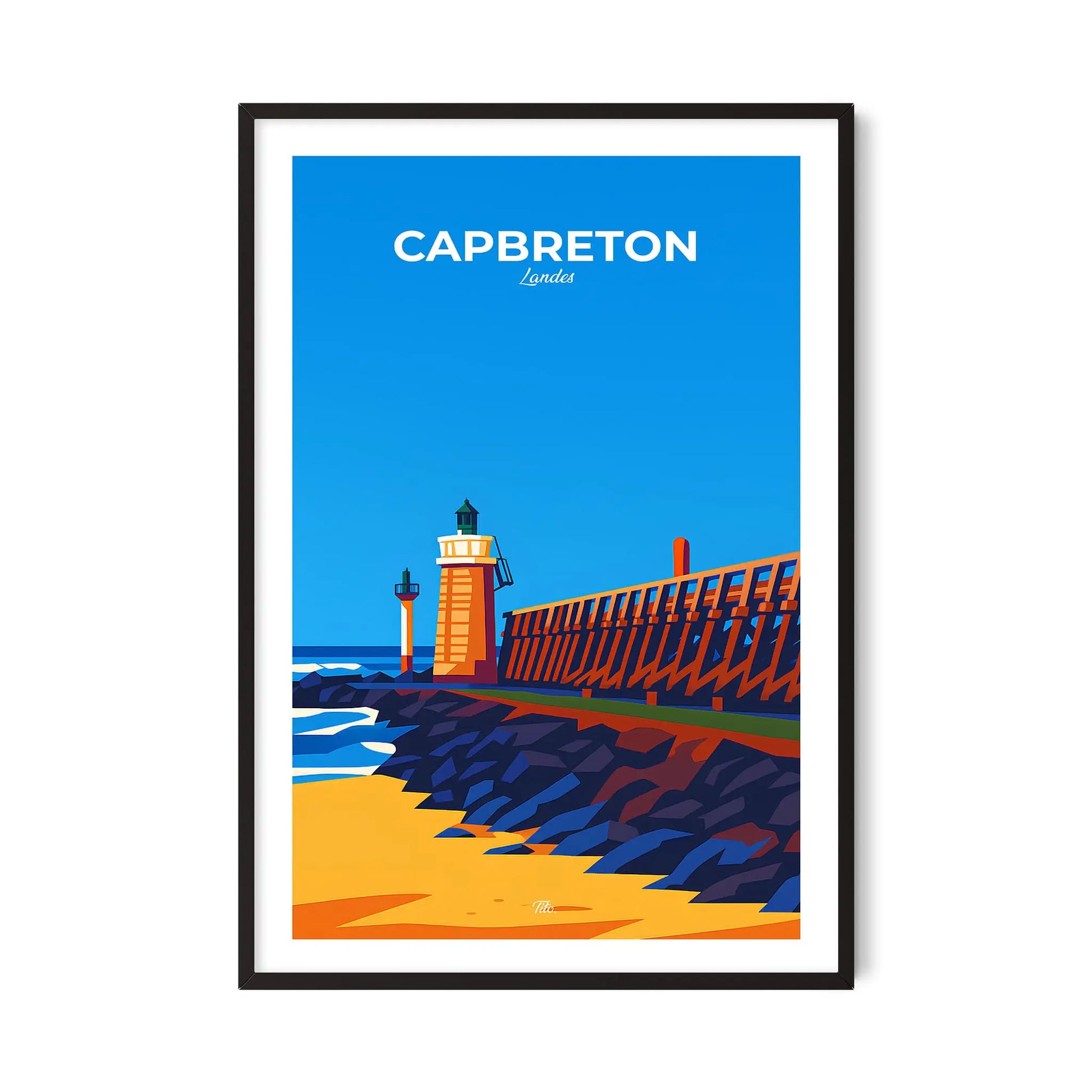 Affiche Capbreton - Poster vintage, impression artistique murale