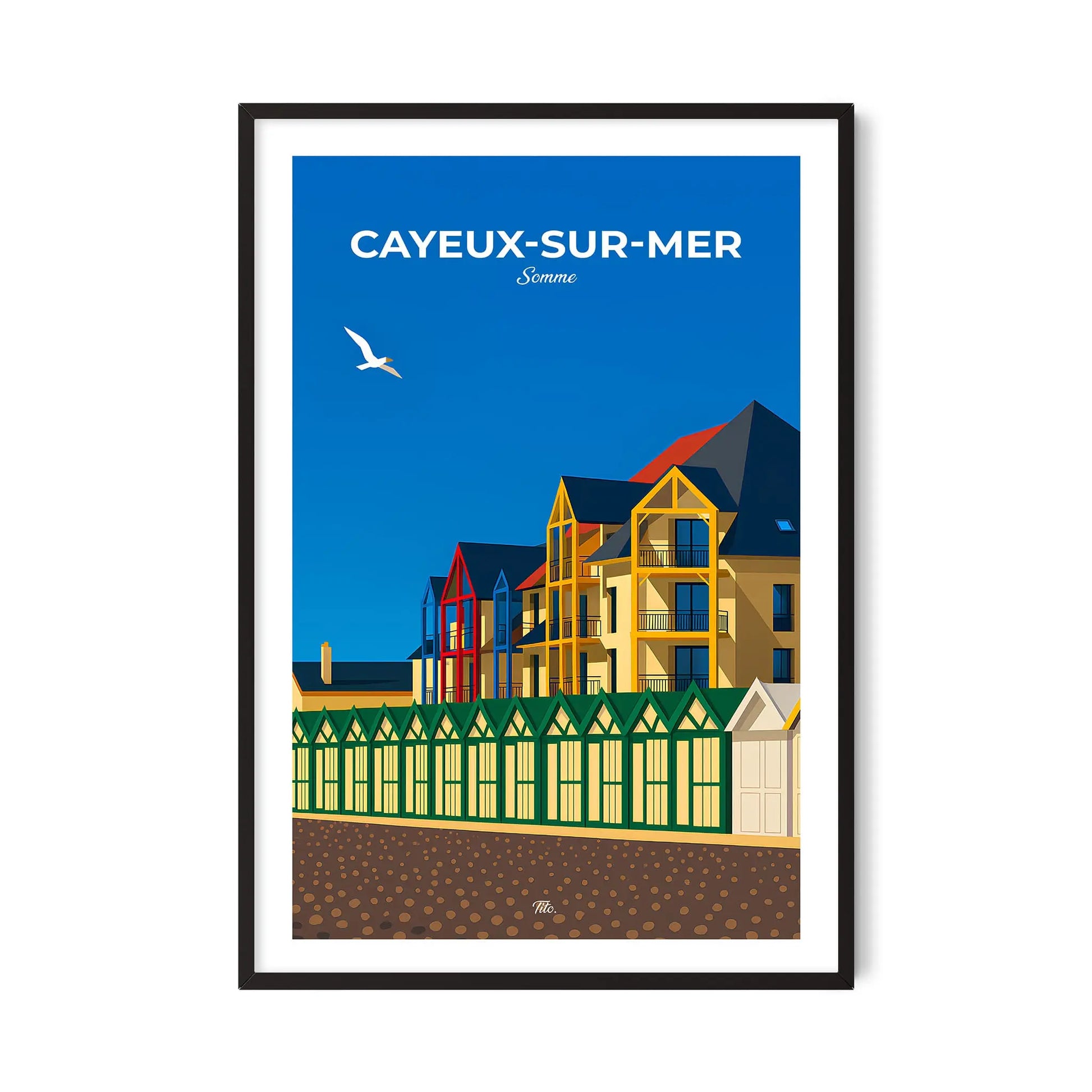 Affiche Cayeux-sur-Mer - Poster vintage, impression artistique murale