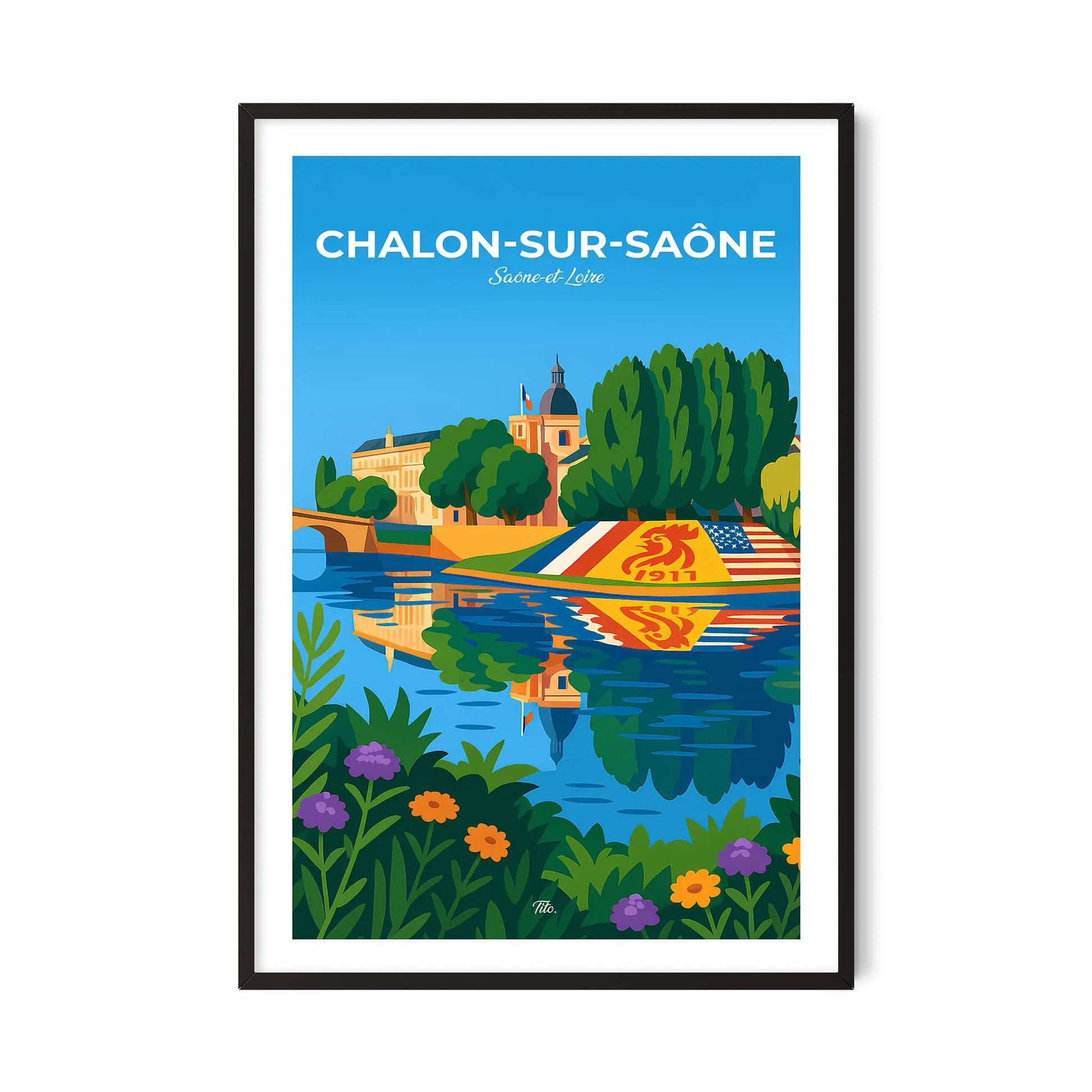 Affiche Chalon-sur-Saône - Poster vintage, impression artistique murale
