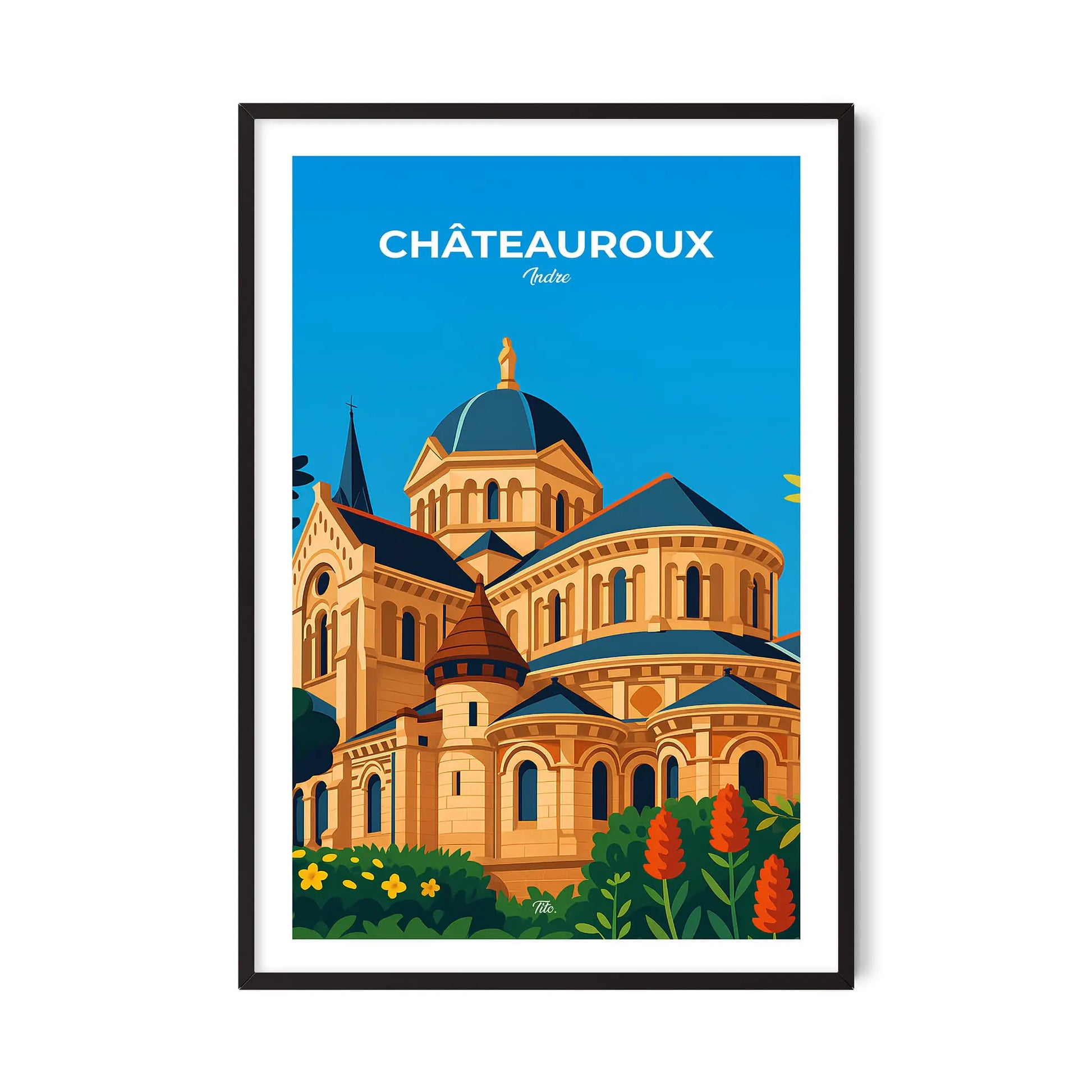 Affiche Châteauroux - Poster vintage, impression artistique murale