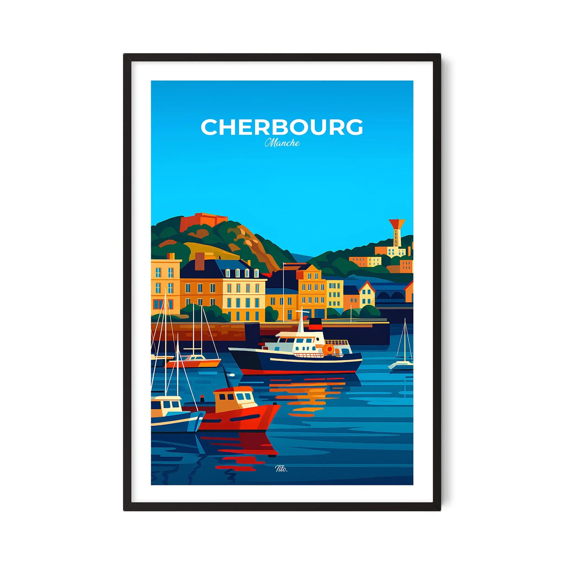 Affiche Cherbourg - Poster vintage, impression artistique murale