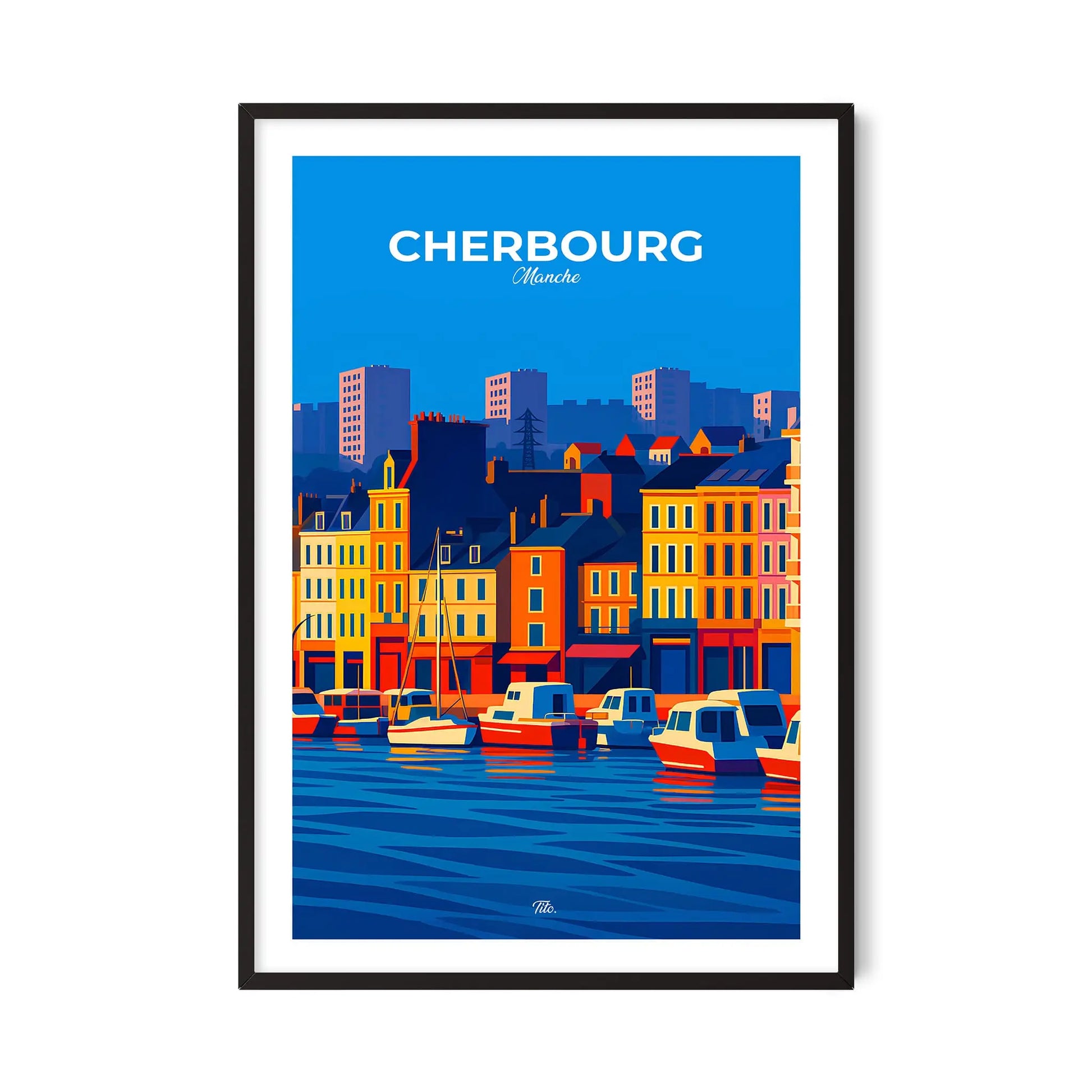 Affiche Cherbourg - Poster vintage, impression artistique murale