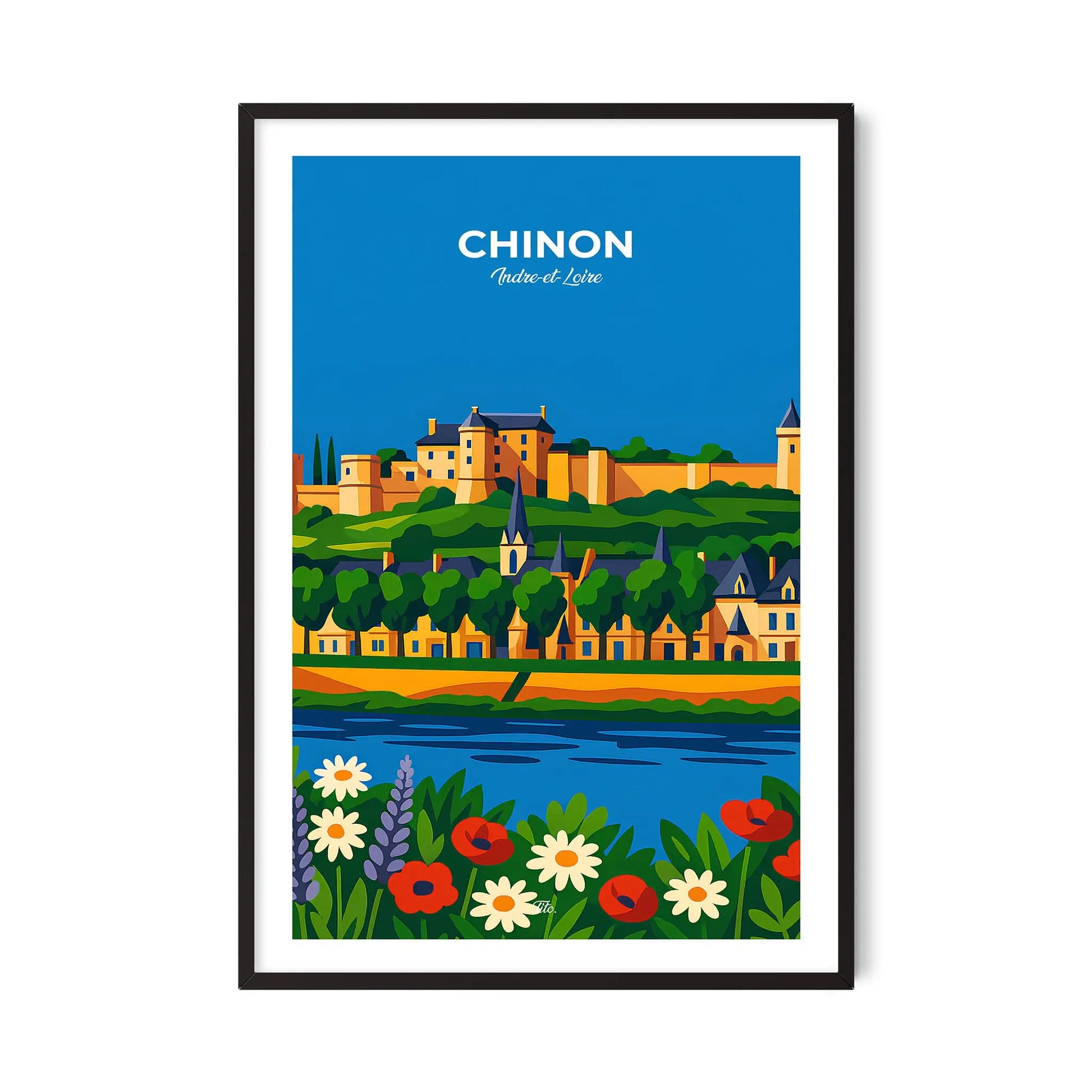 Affiche Chinon - Poster vintage, impression artistique murale