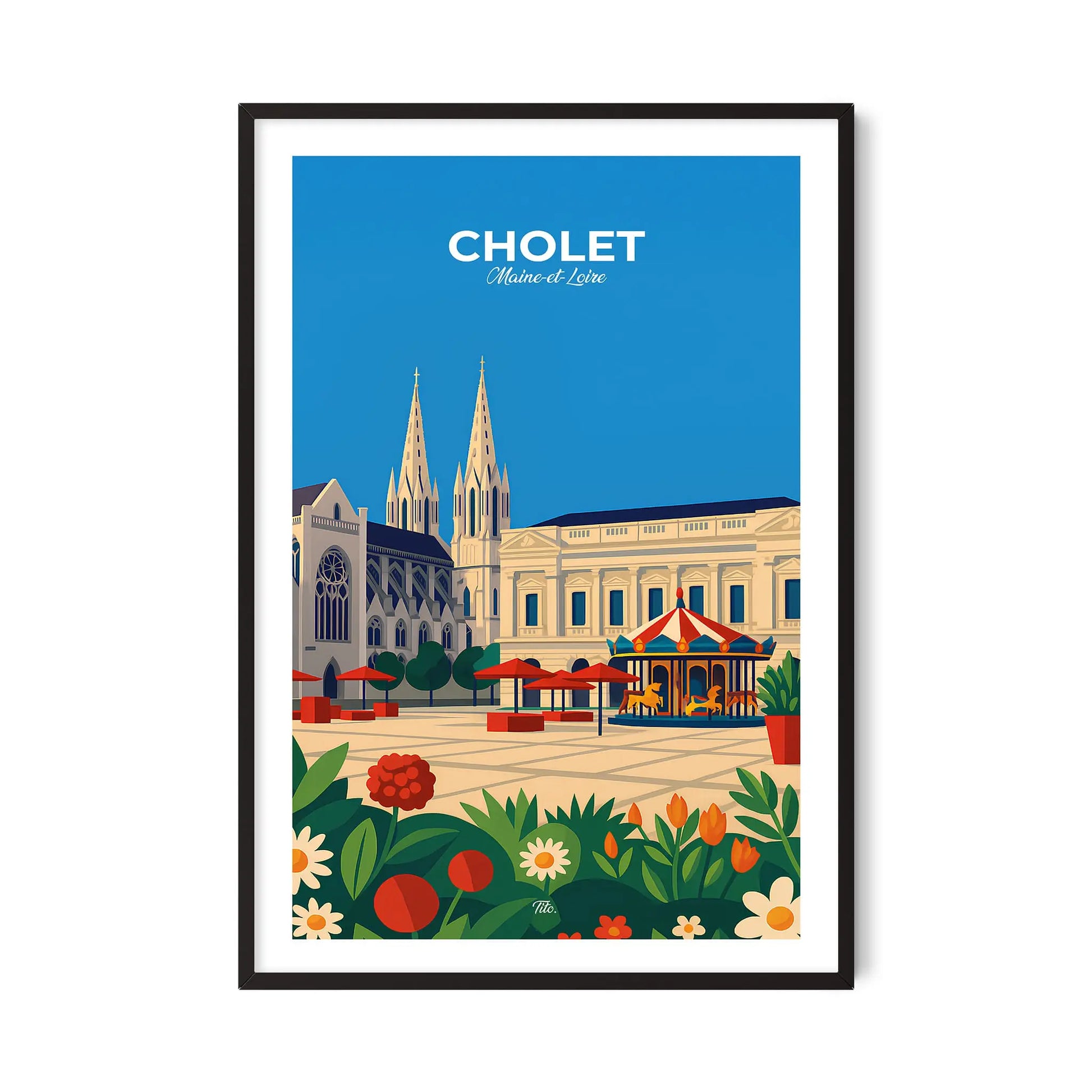 Affiche Cholet - Poster vintage, impression artistique murale