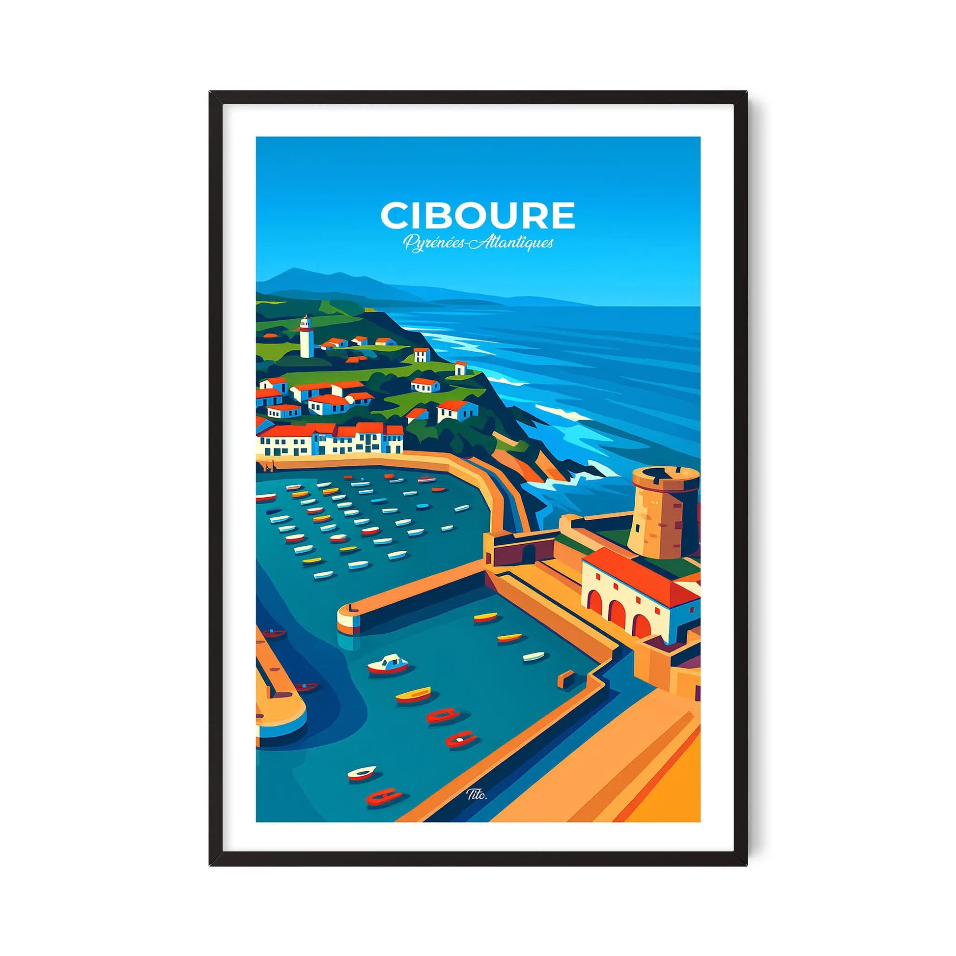 Affiche Ciboure - Poster vintage, impression artistique murale
