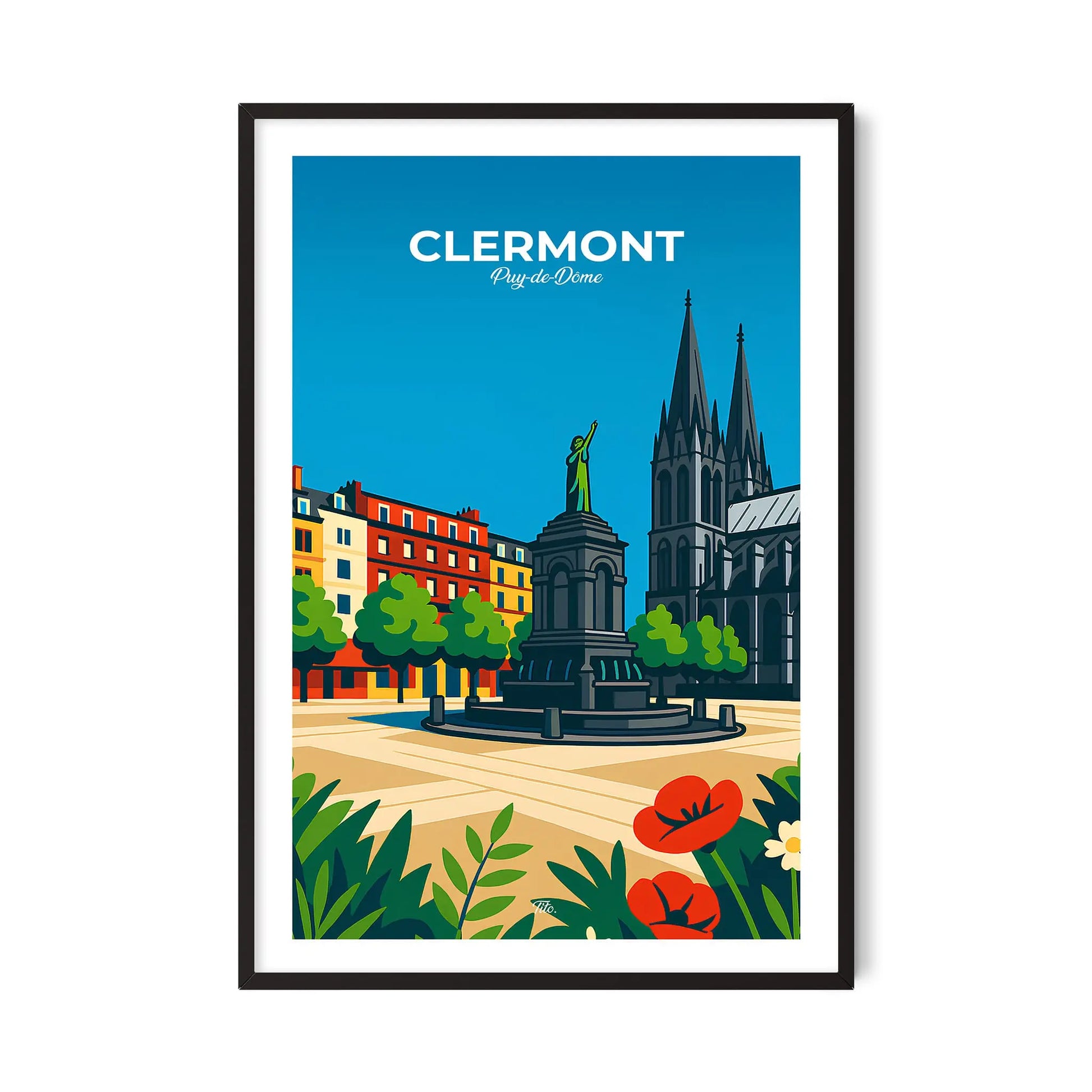 Affiche Clermont-Ferrand - Poster vintage, impression artistique murale