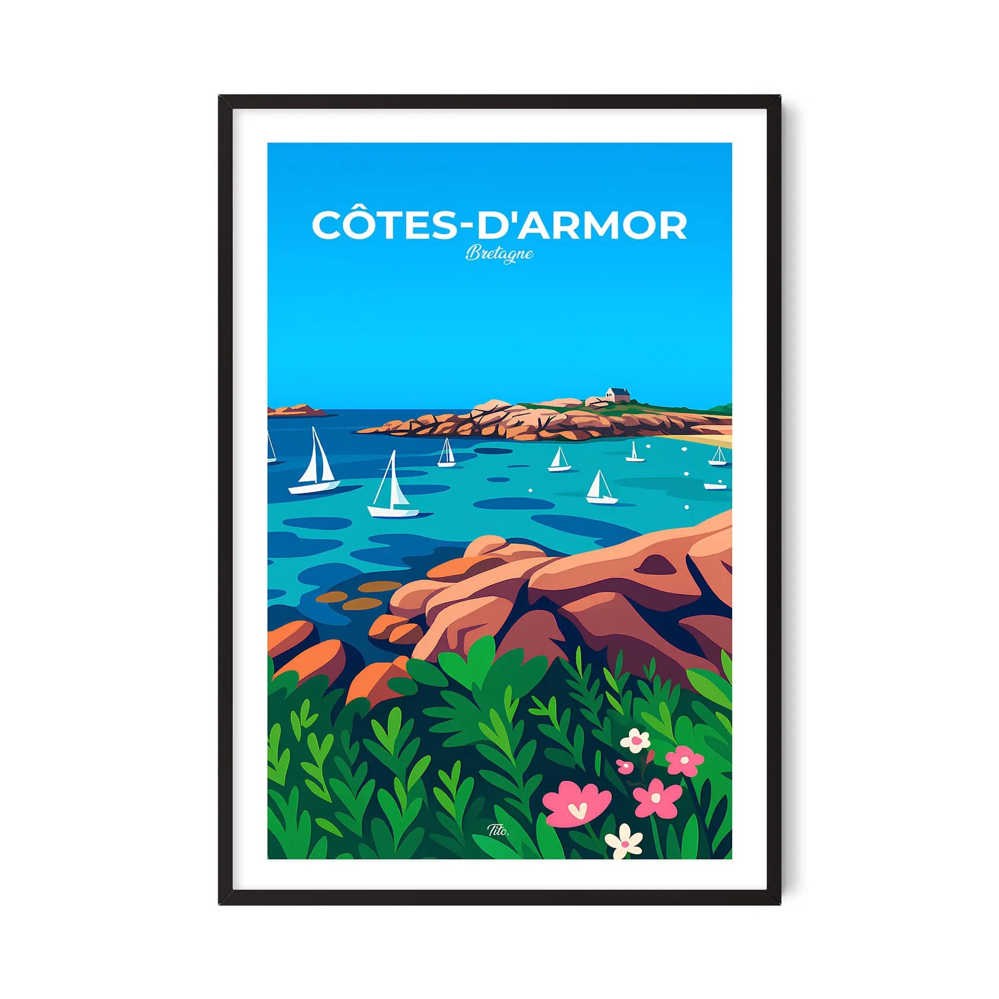 Affiche Côtes-d’Armor - Poster vintage, impression artistique murale