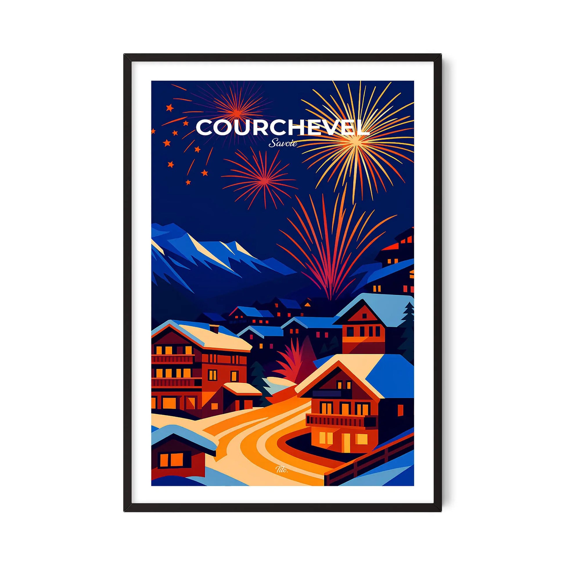 Affiche Courchevel - Poster vintage, impression artistique murale