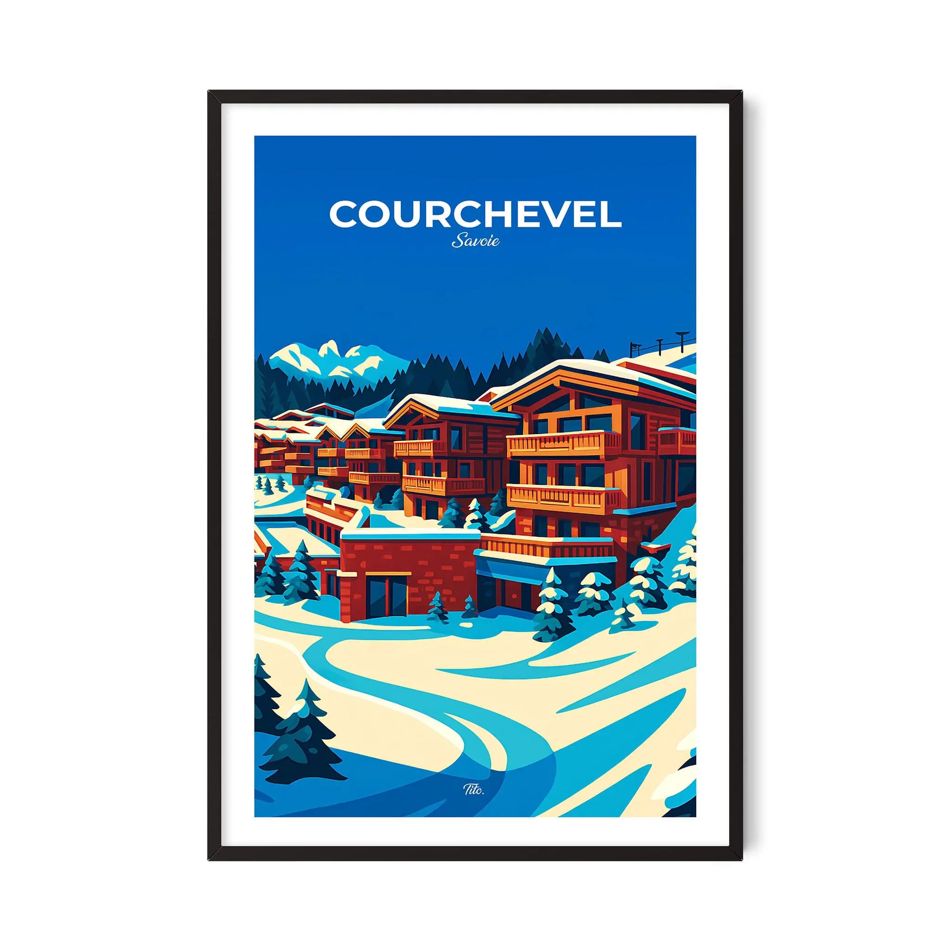 Affiche Courchevel - Poster vintage, impression artistique murale