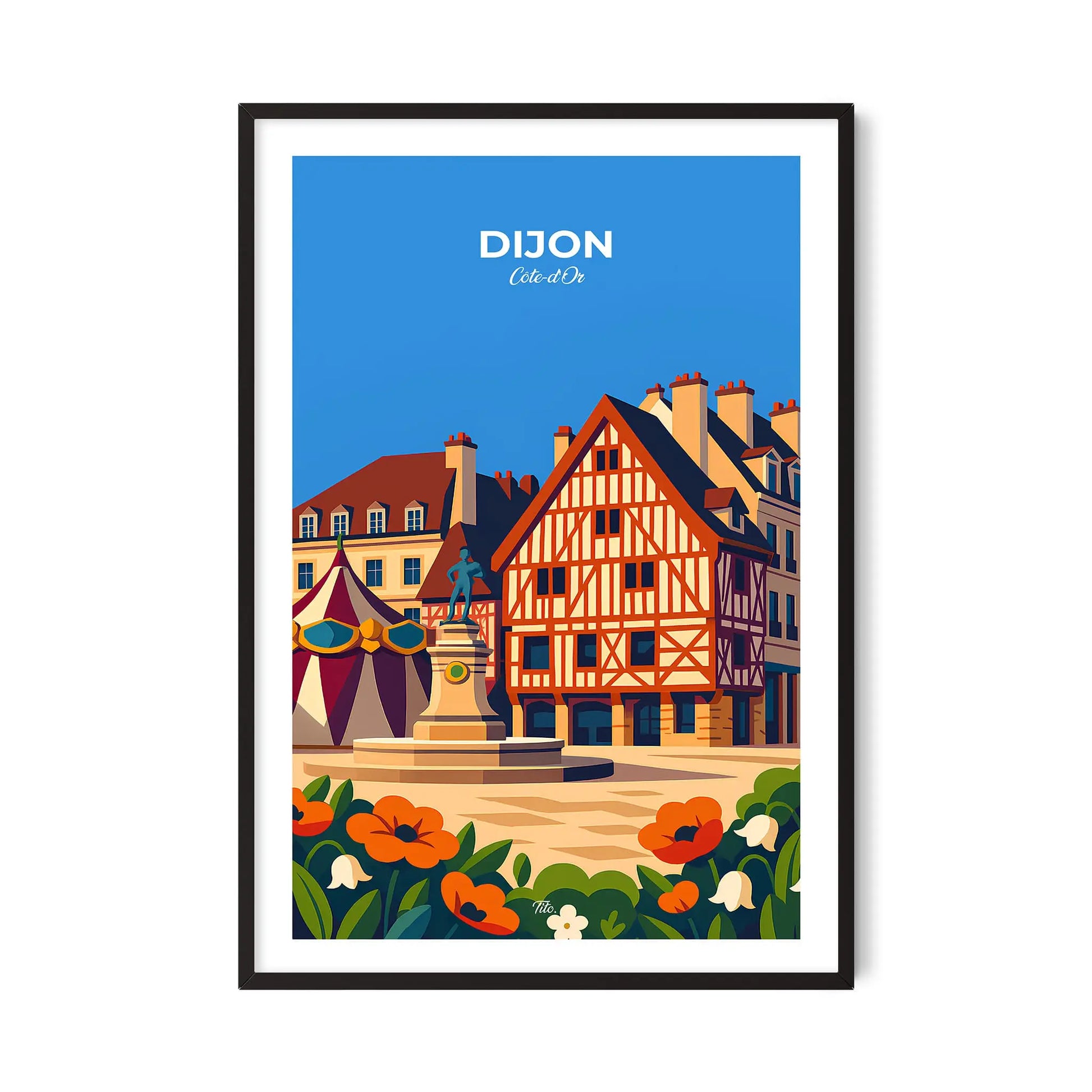 Affiche Dijon - Poster vintage, impression artistique murale