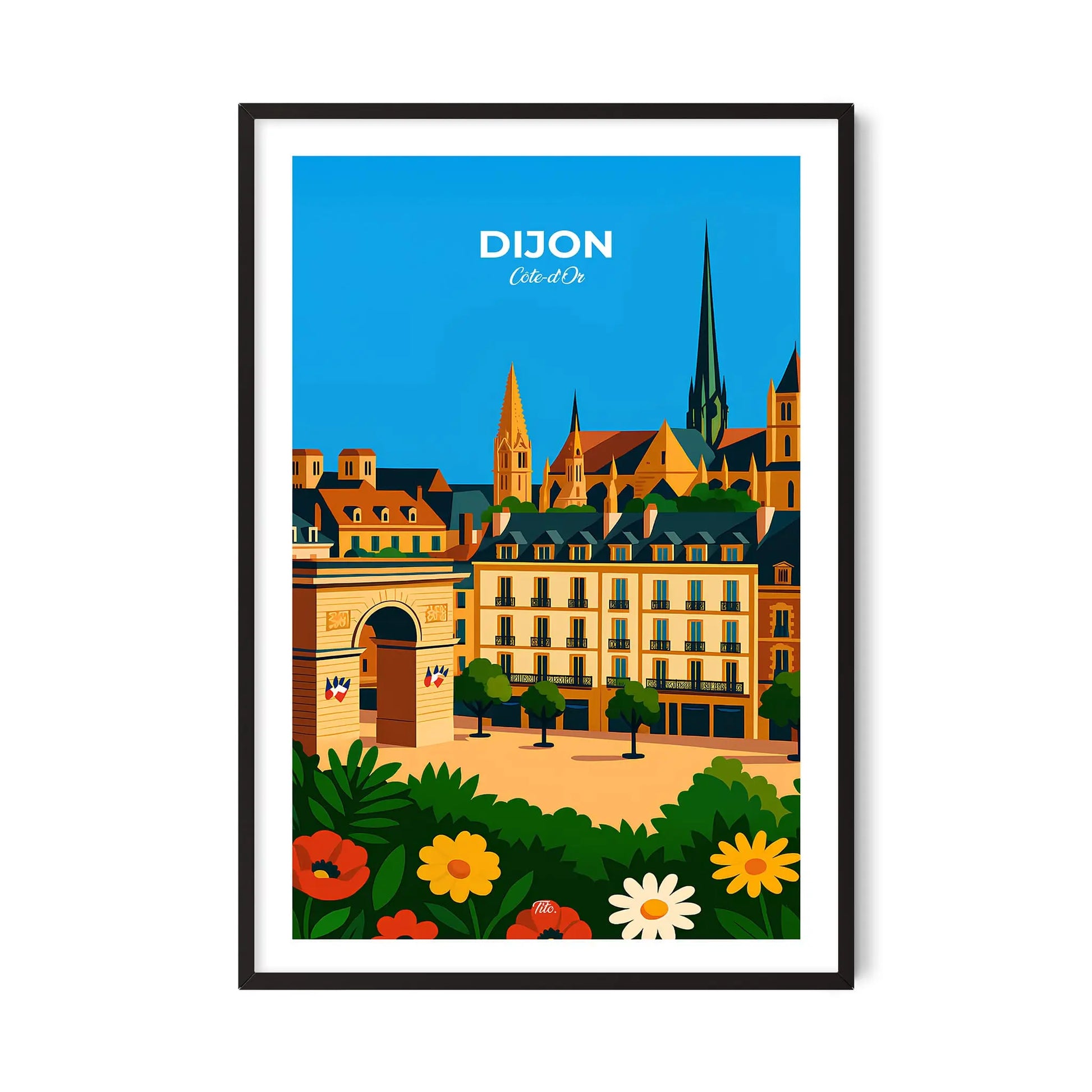 Affiche Dijon - Poster vintage, impression artistique murale