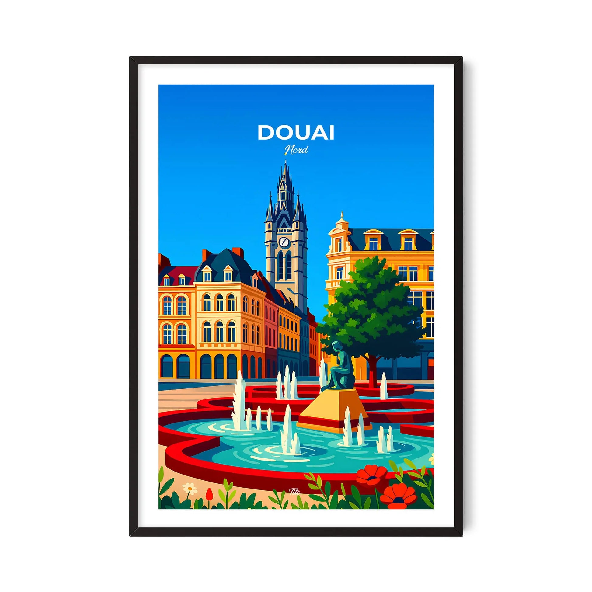 Affiche Douai - Poster vintage, impression artistique murale