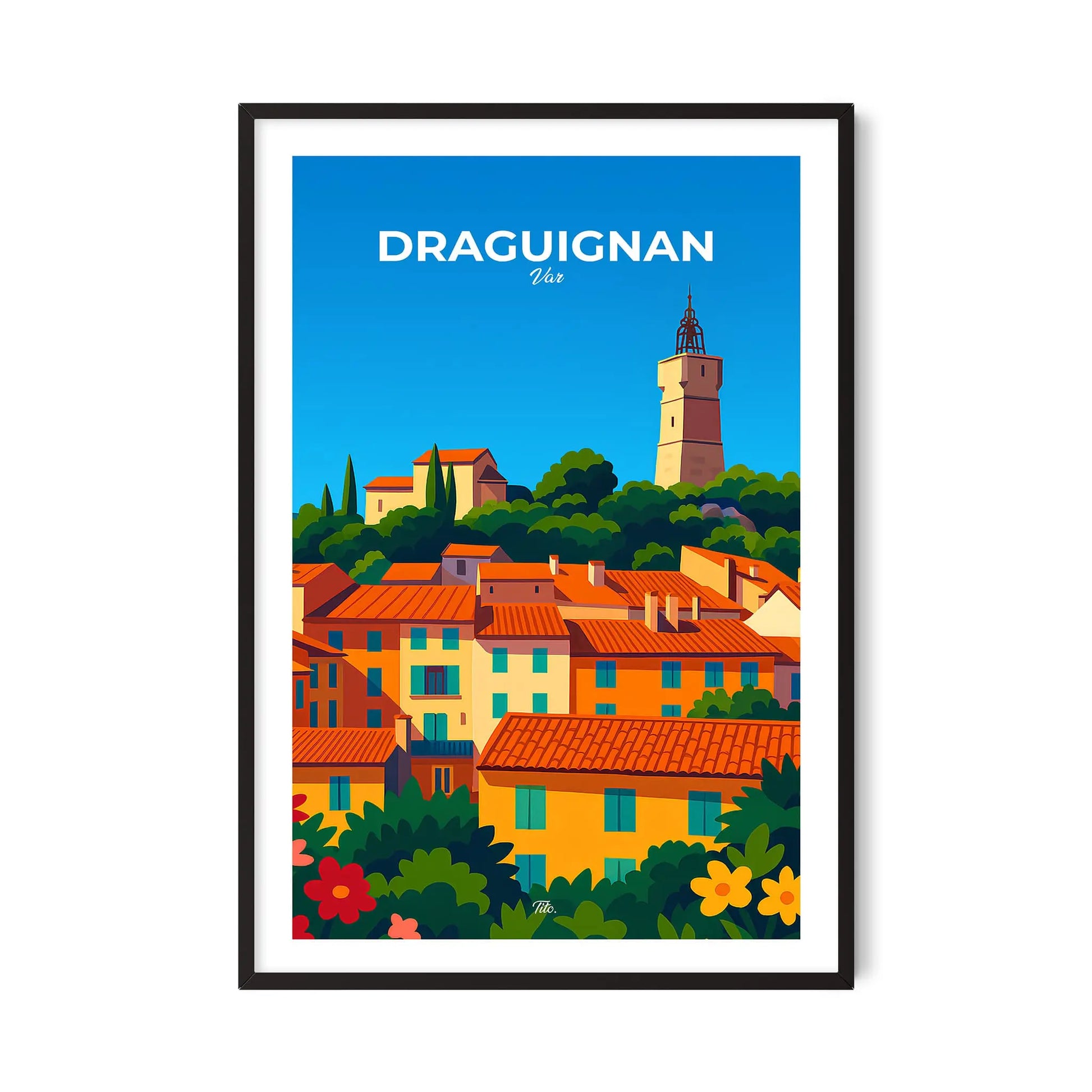 Affiche Draguignan - Poster vintage, impression artistique murale