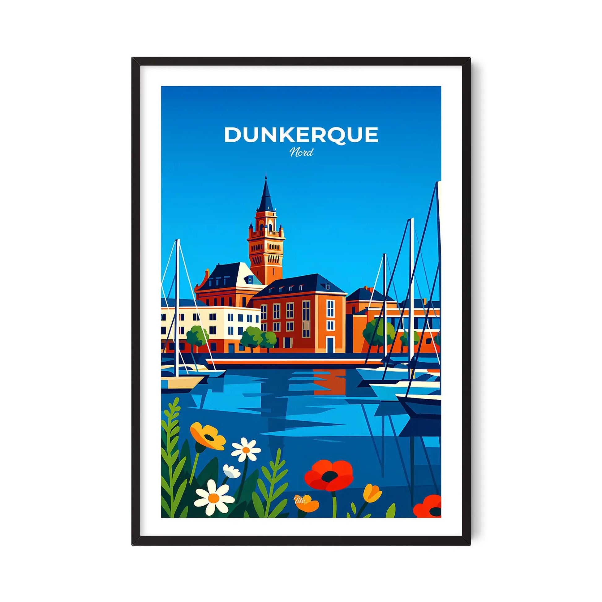 Affiche Dunkerque - Poster vintage, impression artistique murale