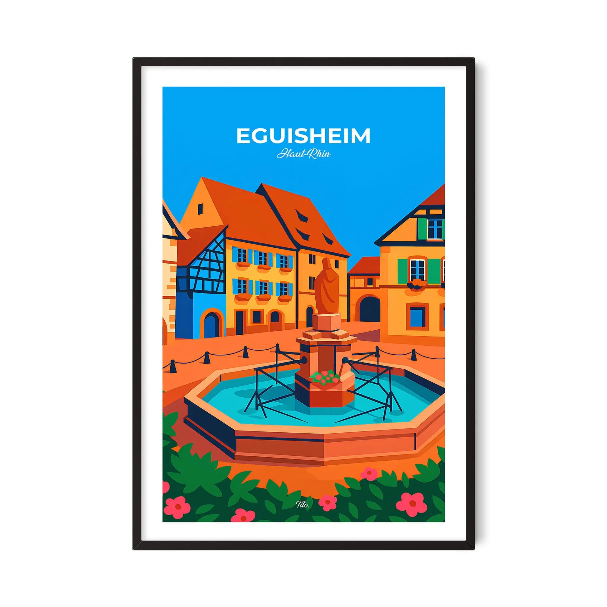 Affiche Eguisheim - Poster vintage, impression artistique murale