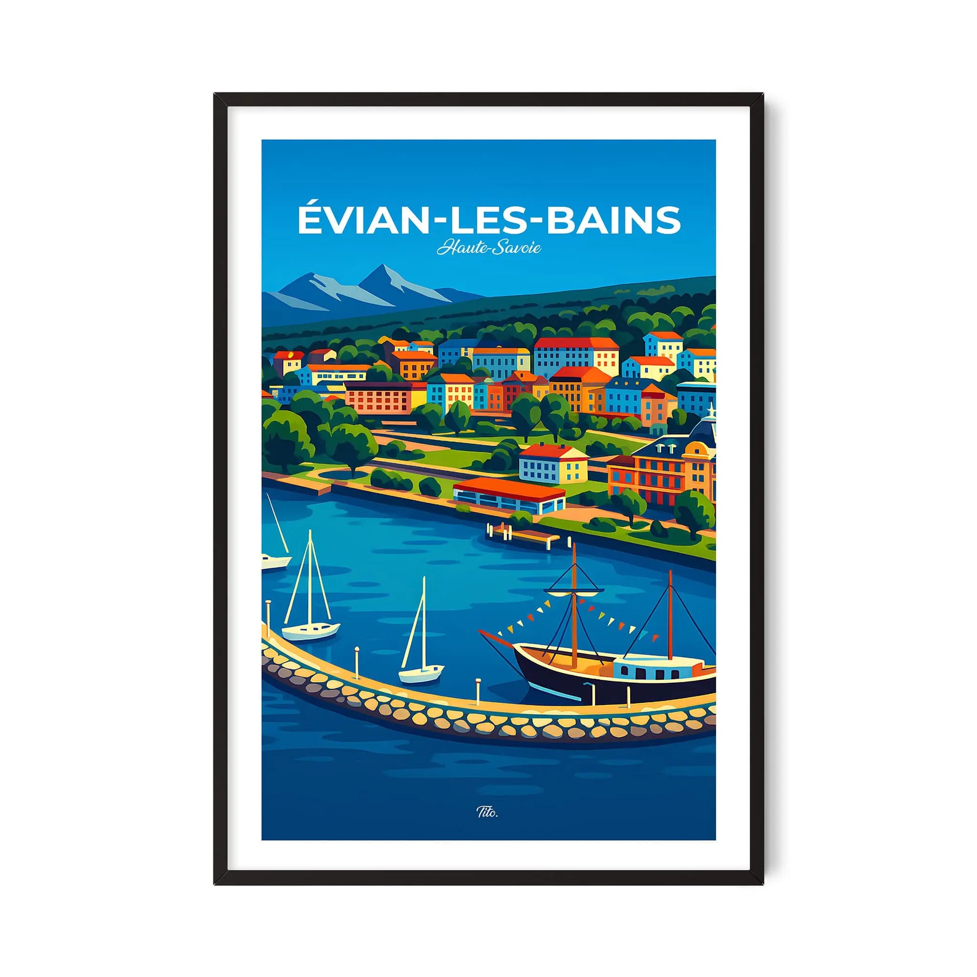 Affiche Évian-les-Bains - Poster vintage, impression artistique murale