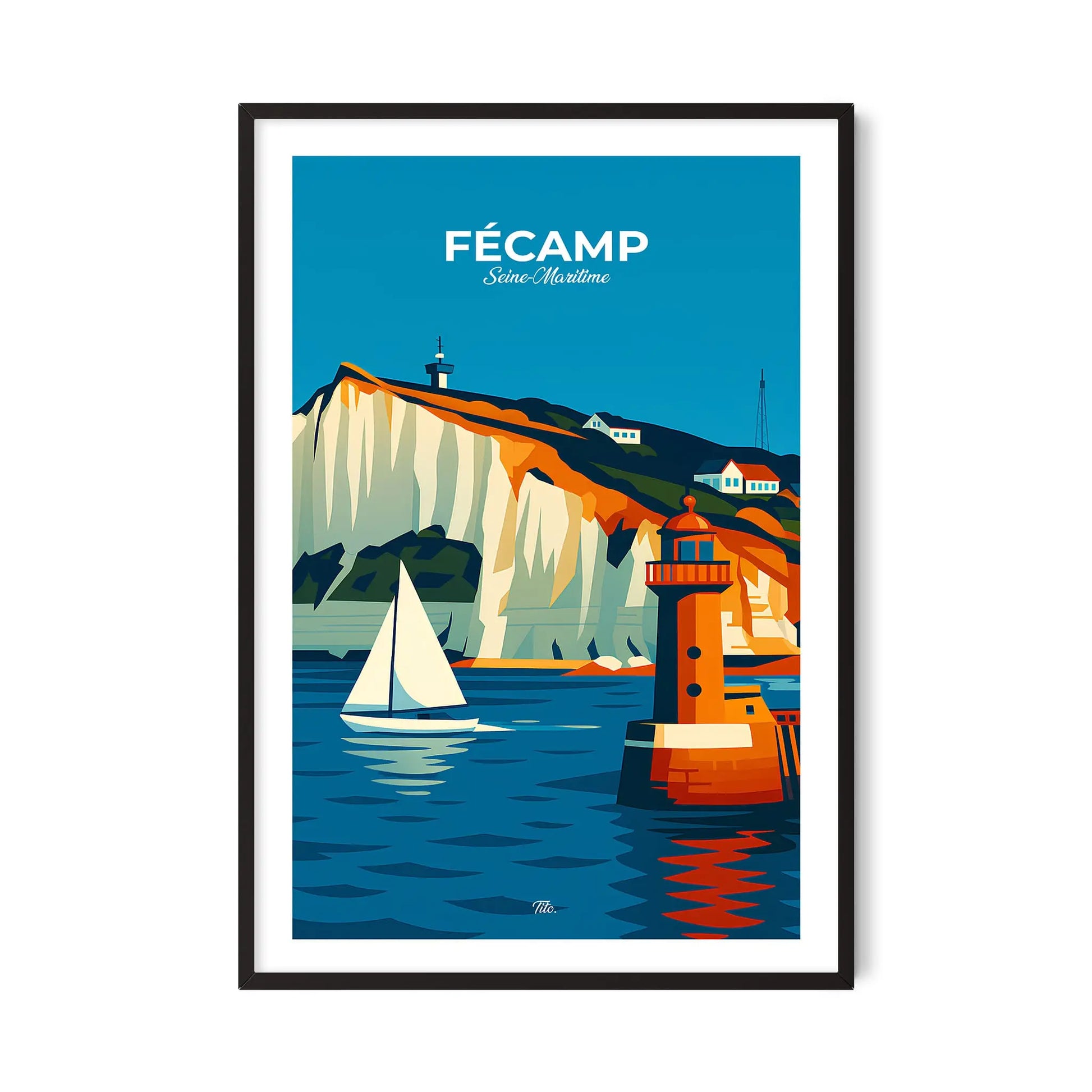 Affiche Fécamp - Poster vintage, impression artistique murale