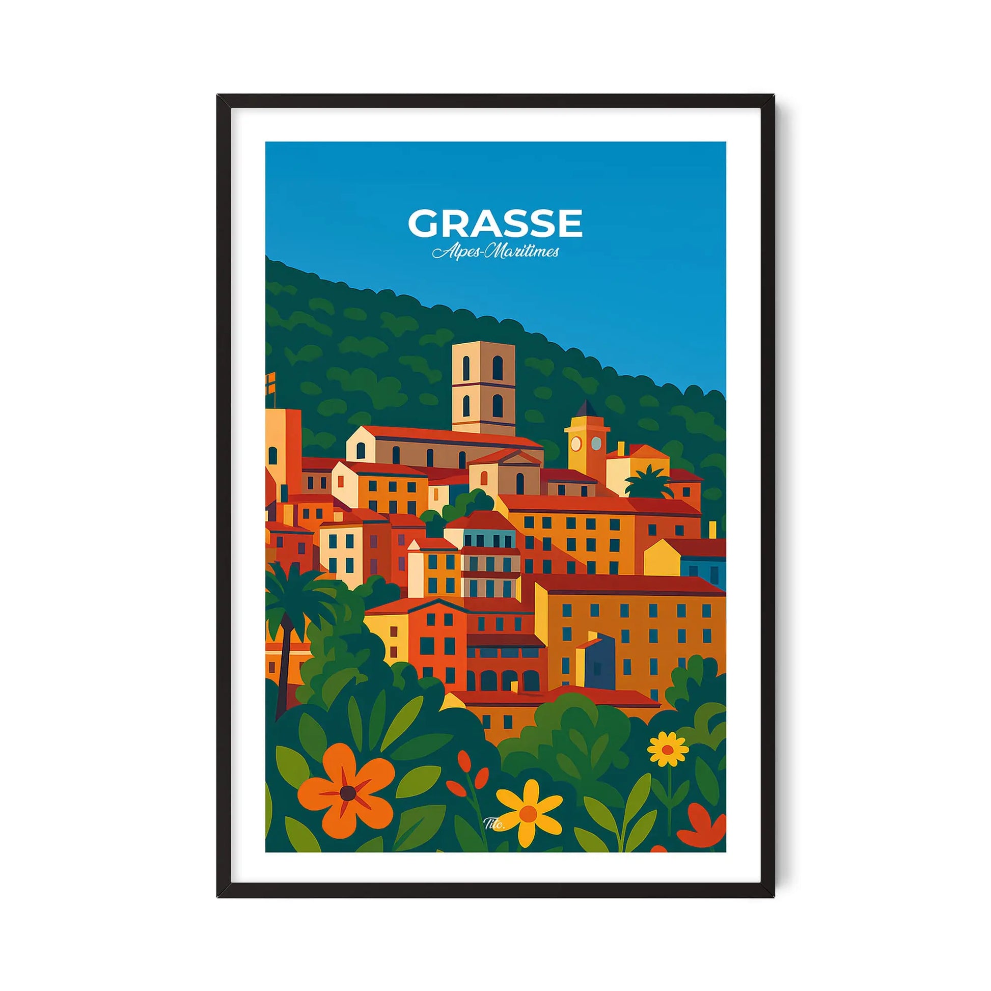 Affiche Grasse - Poster vintage, impression artistique murale