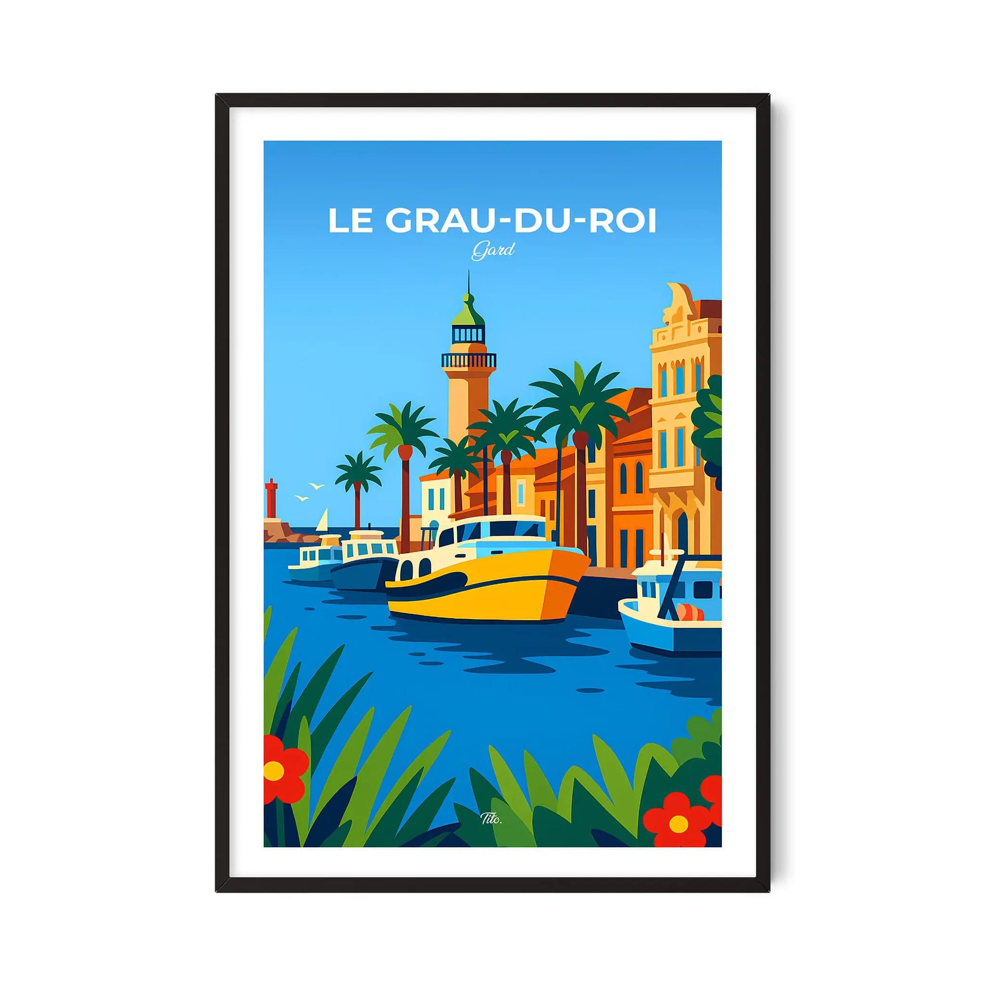 Affiche Le Grau-du-Roi - Poster vintage, impression artistique murale
