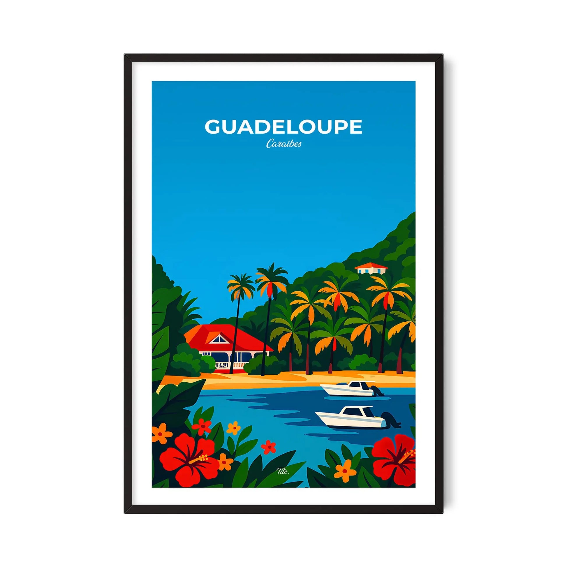 Affiche Guadeloupe - Poster vintage, impression artistique murale